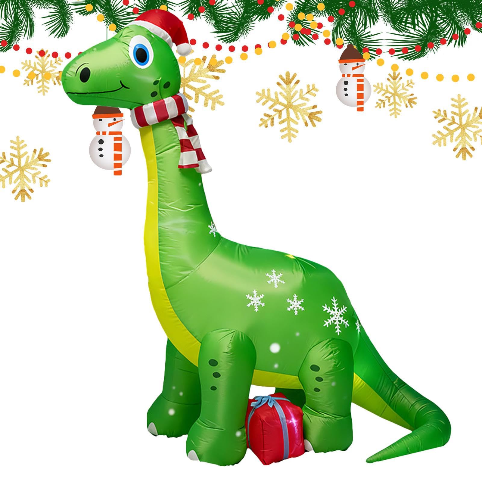 Ogromne Ozdoby Świąteczne 1.8 m Dinozaur z LED Światłami | Nadmuchiwane Ozdoby Świąteczne Dinozaur Na Zewnątrz Do Ogrodu Podwórka Trawnika Tarasu Ganku Drzwi Wejściowych Wnętrza
