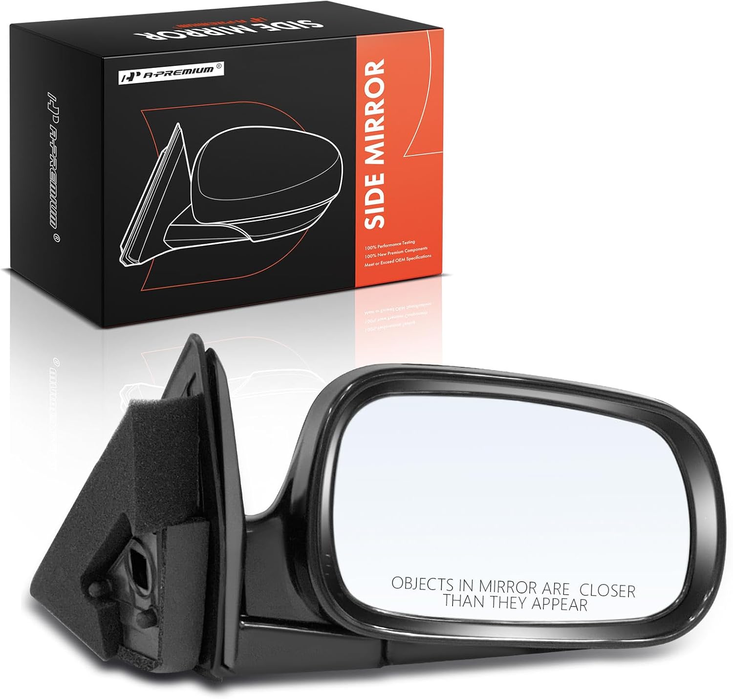 A-Premium Passenger Side Manual Door Mirror - Compatible with Honda Accord 1994 1995 1996 1997 - Non-Heated Manual Folding Black Outside Rear View Mirror - Replace# 76200SV4A03