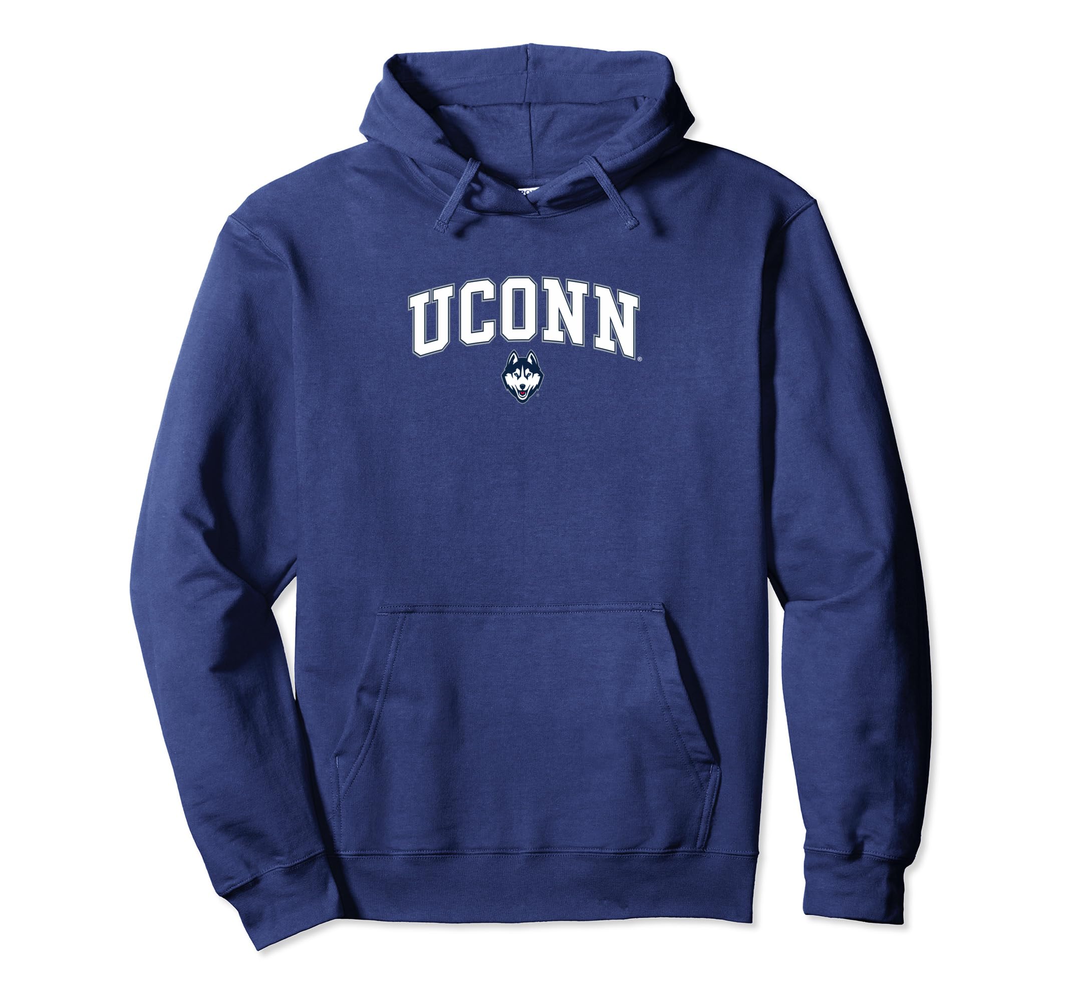 Elite Authentics Connecticut Huskies Arch Over Navy Officially Licensed Pullover Hoodie
