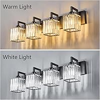 Vista 3 de Moderna lámpara de cristal para pared/tocador de baño, de 4 luces, color negro
