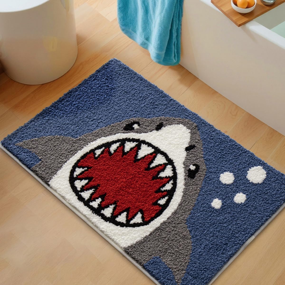 Ankah Animal Bath Mat, Cute Cartoon Bathroom Rug, Comfort Rug, Extra Absorbent Soft, Quickly Dry, Machine Washable Bath Rug Carpet for Toilet Bathtub Kitchen, 19.7" x 31.5", Shark