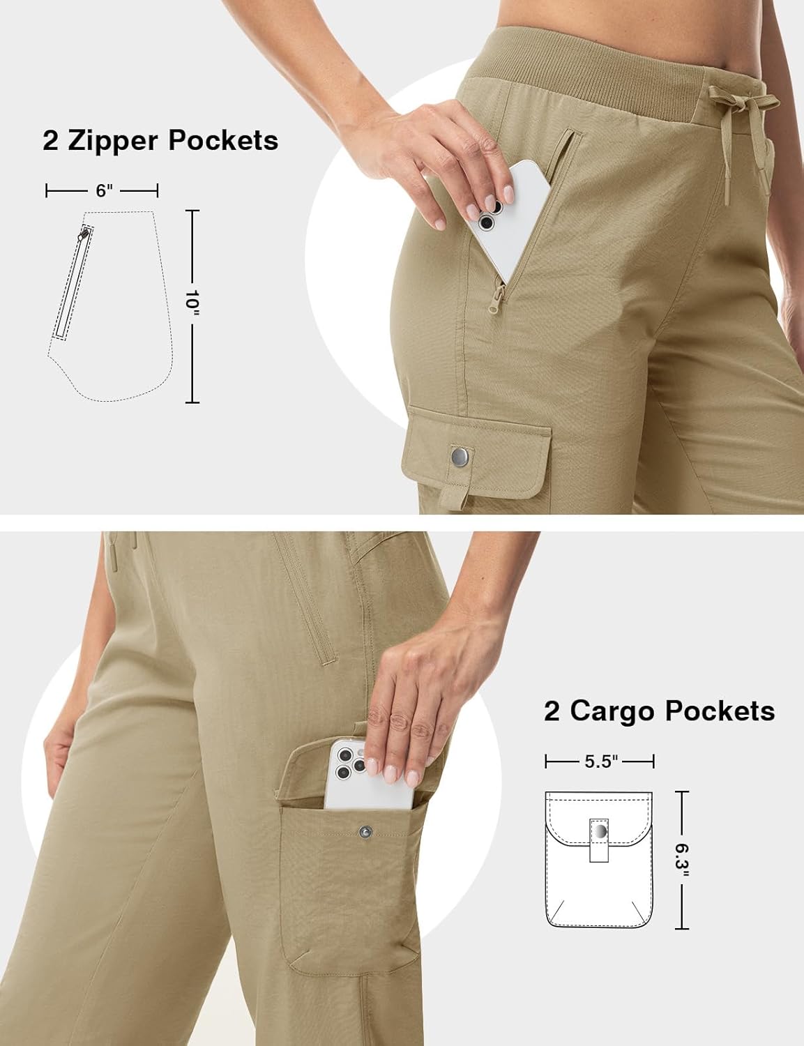 TBMPOY Women's Capri Pants Lightweight Quick Dry Hiking Cargo Pockets Casual Water Resistant Travel Cropped Cotton - Image 3