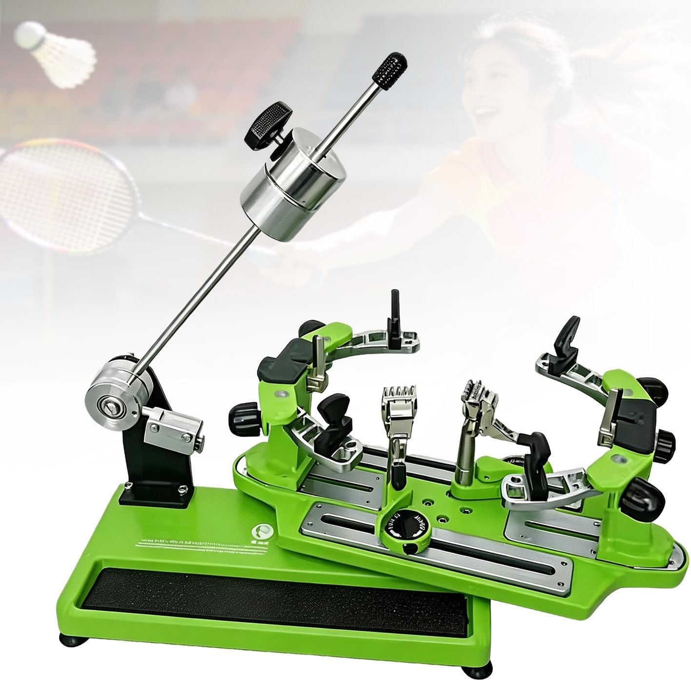 Badminton Racket stringing Machine, Tabletop Stringing Machine,6-Point Fixation, Racket Rotation/Anti-Slip stringing re-stringing Tool Green