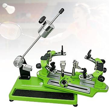 Badminton Racket stringing Machine, Tabletop Stringing Machine,6-Point Fixation, Racket Rotation/Anti-Slip stringing re-stringing Tool Green