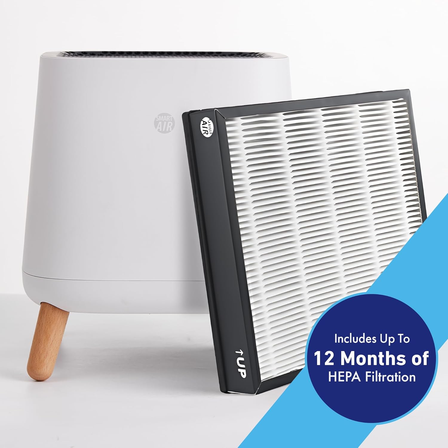 Smart Air (aka Smart Health Sqair Genuine Replacement HEPA Filter | High-Efficiency Particle Filter for Dust, Smoke & Pollen | Compatible Genuine HEPA Replacement Filter (1 Pack)