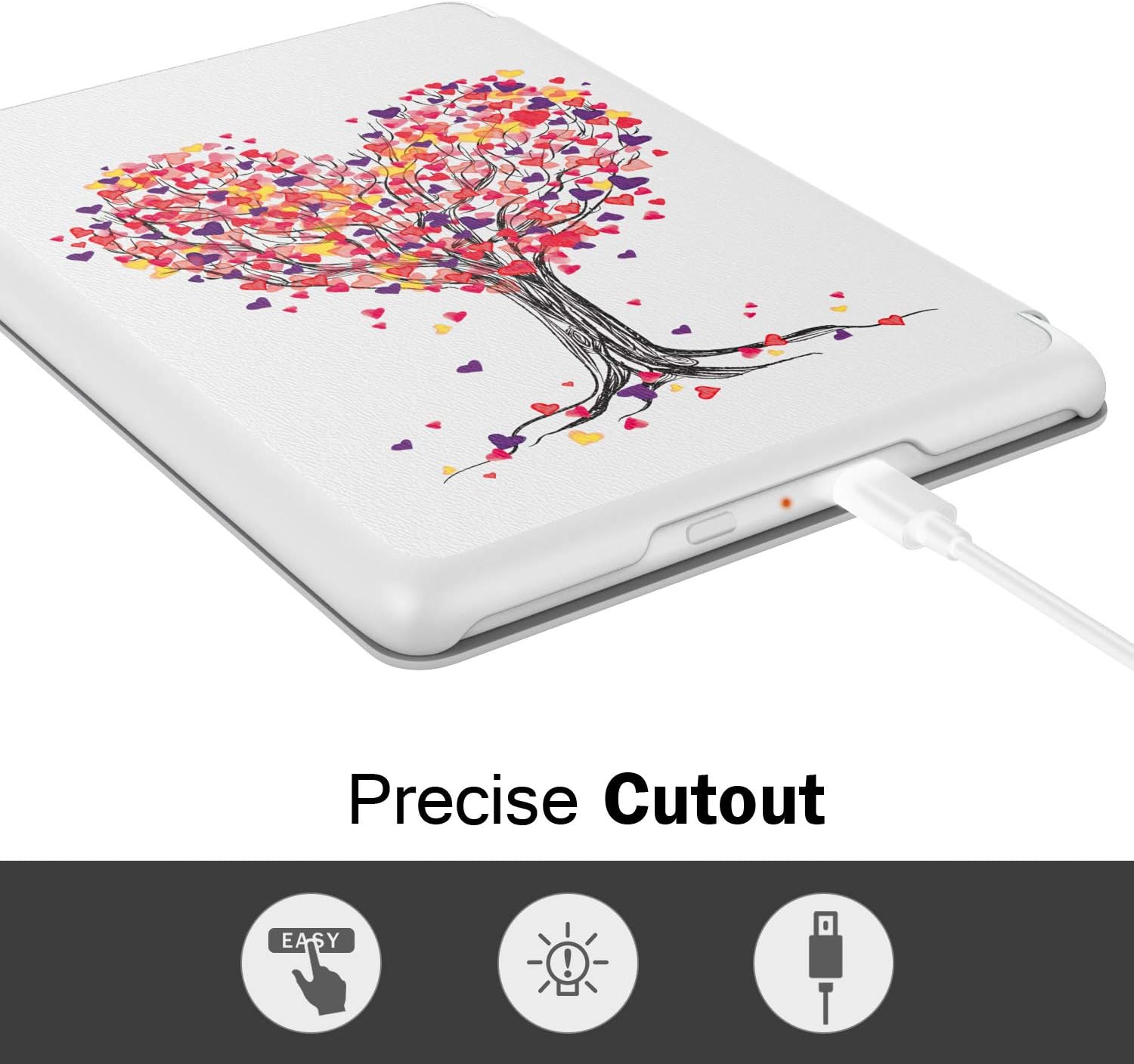MoKo Case Fits All-New Kindle (10th Generation - 2019 Release Only), Thinnest Protective Shell Cover with Auto Wake/Sleep, Will Not Fit Kindle Paperwhite 10th Generation 2018 - Love Tree