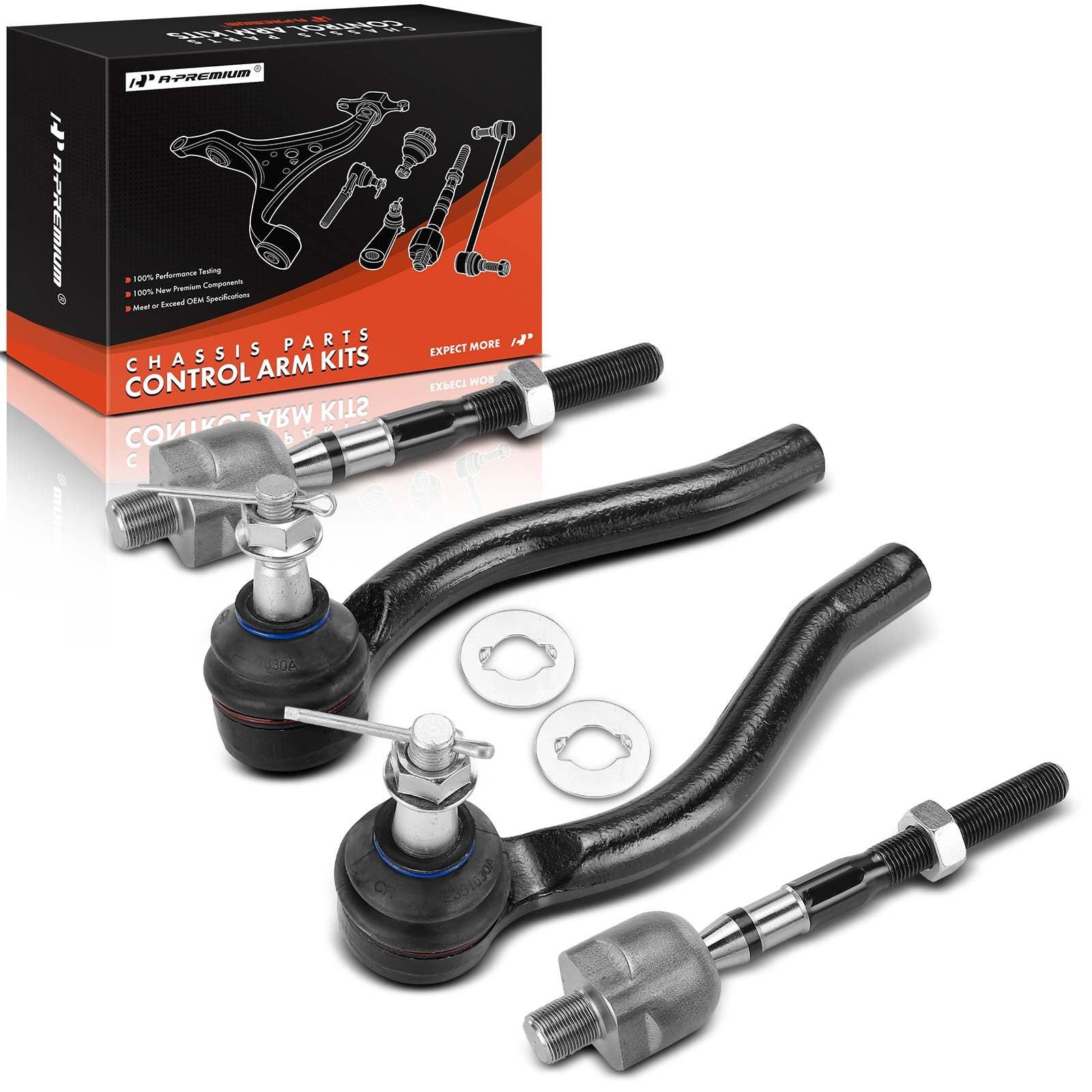 A-PremiumSet of 4, Front Inner & Outer Tie Rod End Kit Compatible with Infiniti Q50 2014-2020, QX50 2014-2017, Q60 2014-2018, G37 2010-2013, EX35 2008-2010