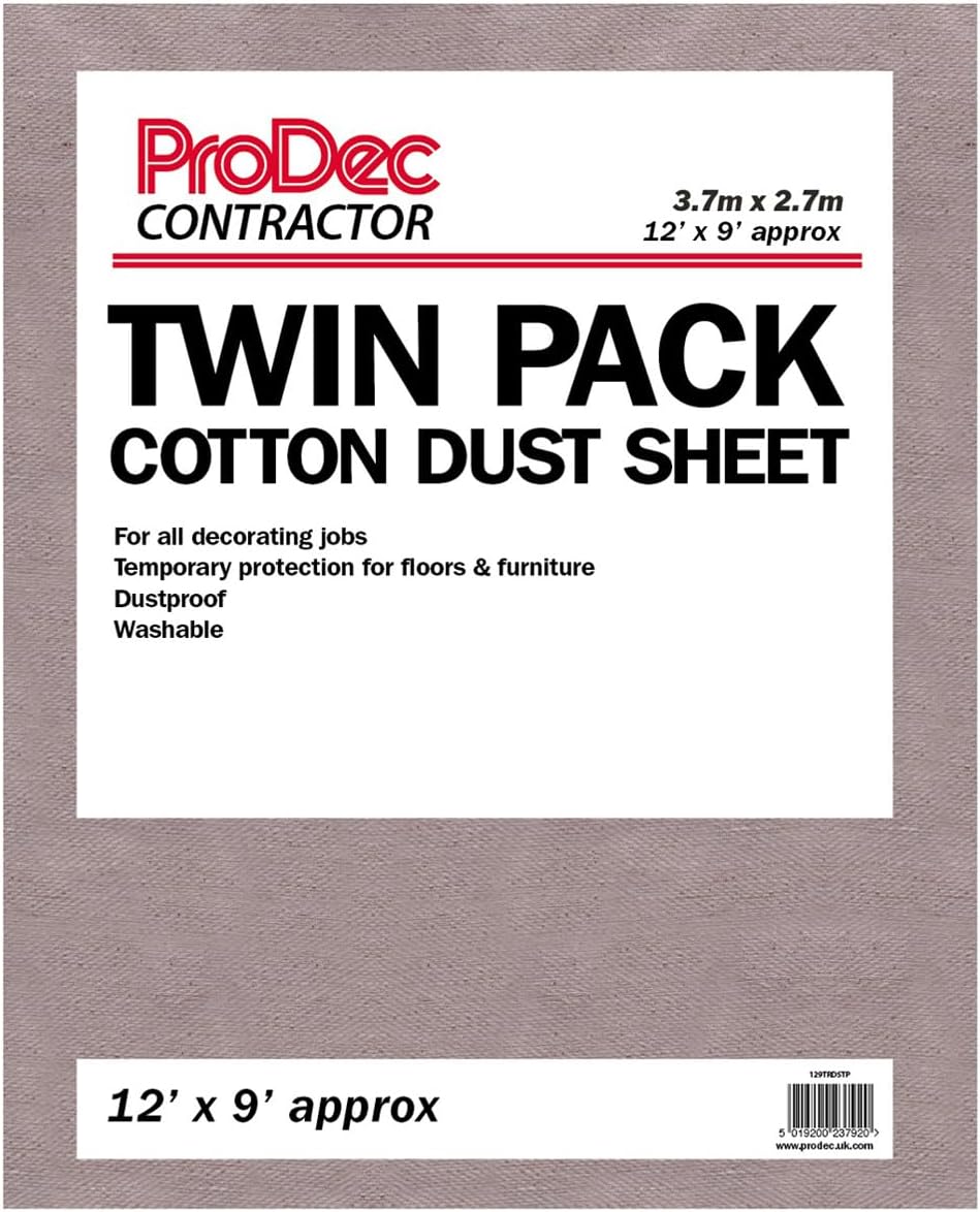 ProDec Contractor 2 Pack 12ft x 9ft(3.6m x 2.7m) Washable and Reusable