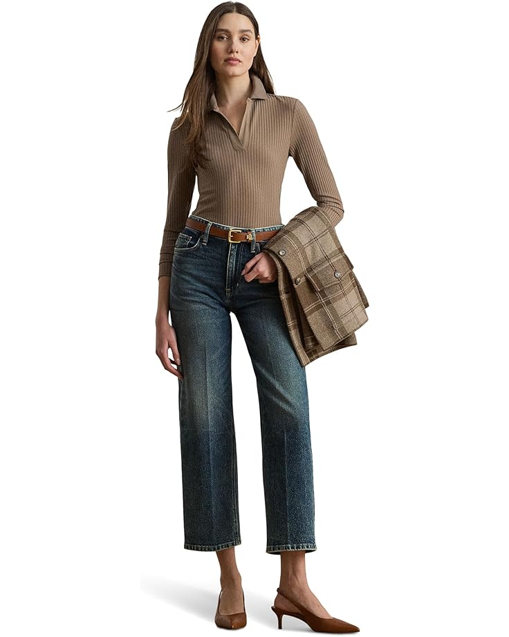 Lauren Ralph Lauren Rib-Knit Long-Sleeve Polo Top - #4 of 4