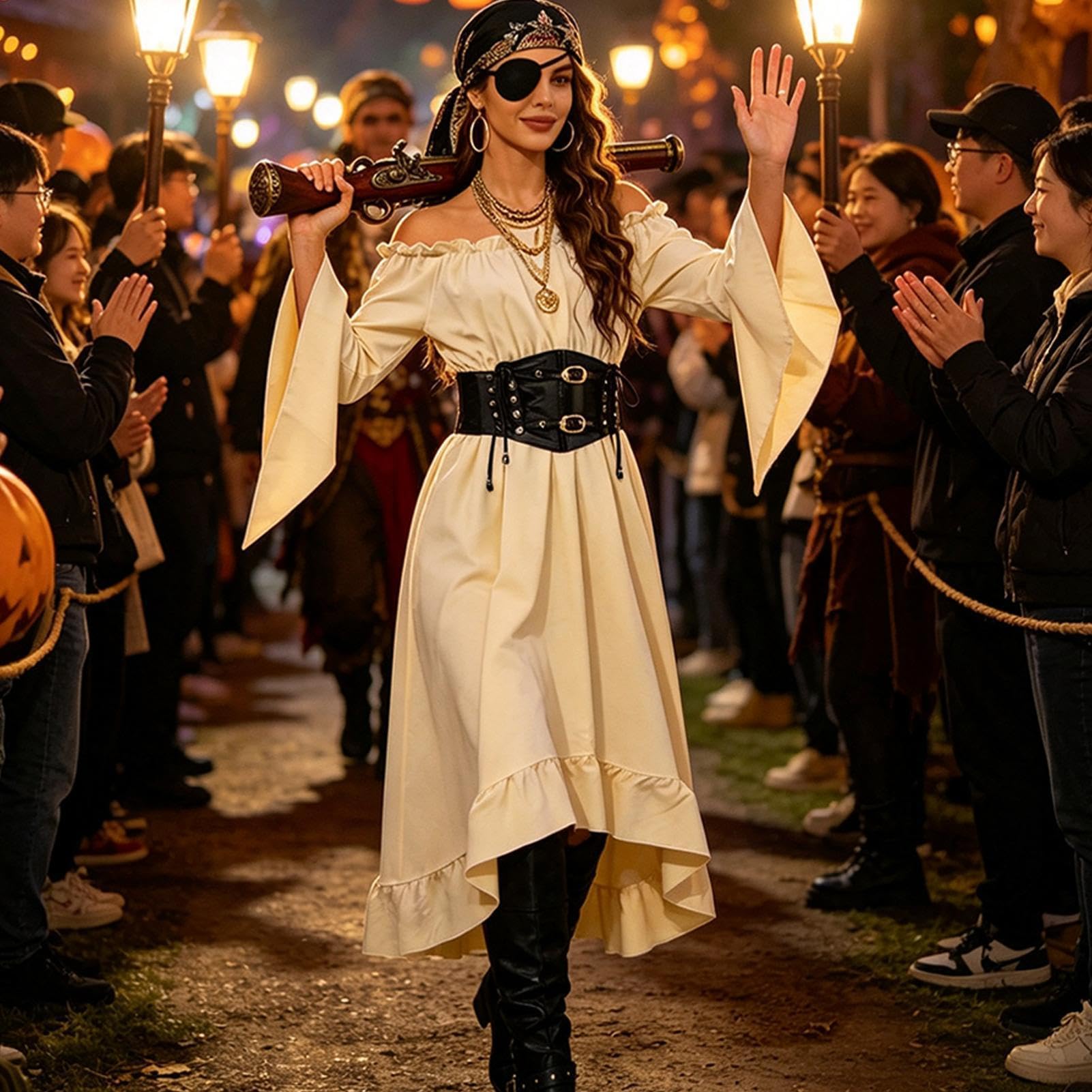 Kostium Pirata Średniowieczny Retro Strój Cosplay, Rekwizyt Fotograficzny z | Piracki Kostium Renesansowy na Szkolne Imprezy, Karnawał, Występy, Nawiedzony Dom, Rekwizyt do Zdjęć, Cosplay,