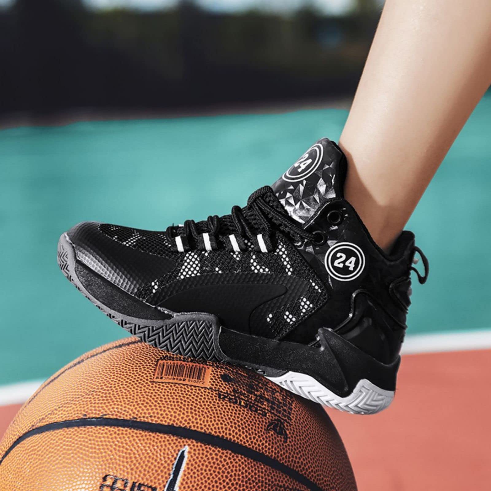 Chaussures de Basket-Ball, Chaussures de Basket-Ball pour Enfants, Chaussures de Sport avec Velcro, Chaussures de Sport