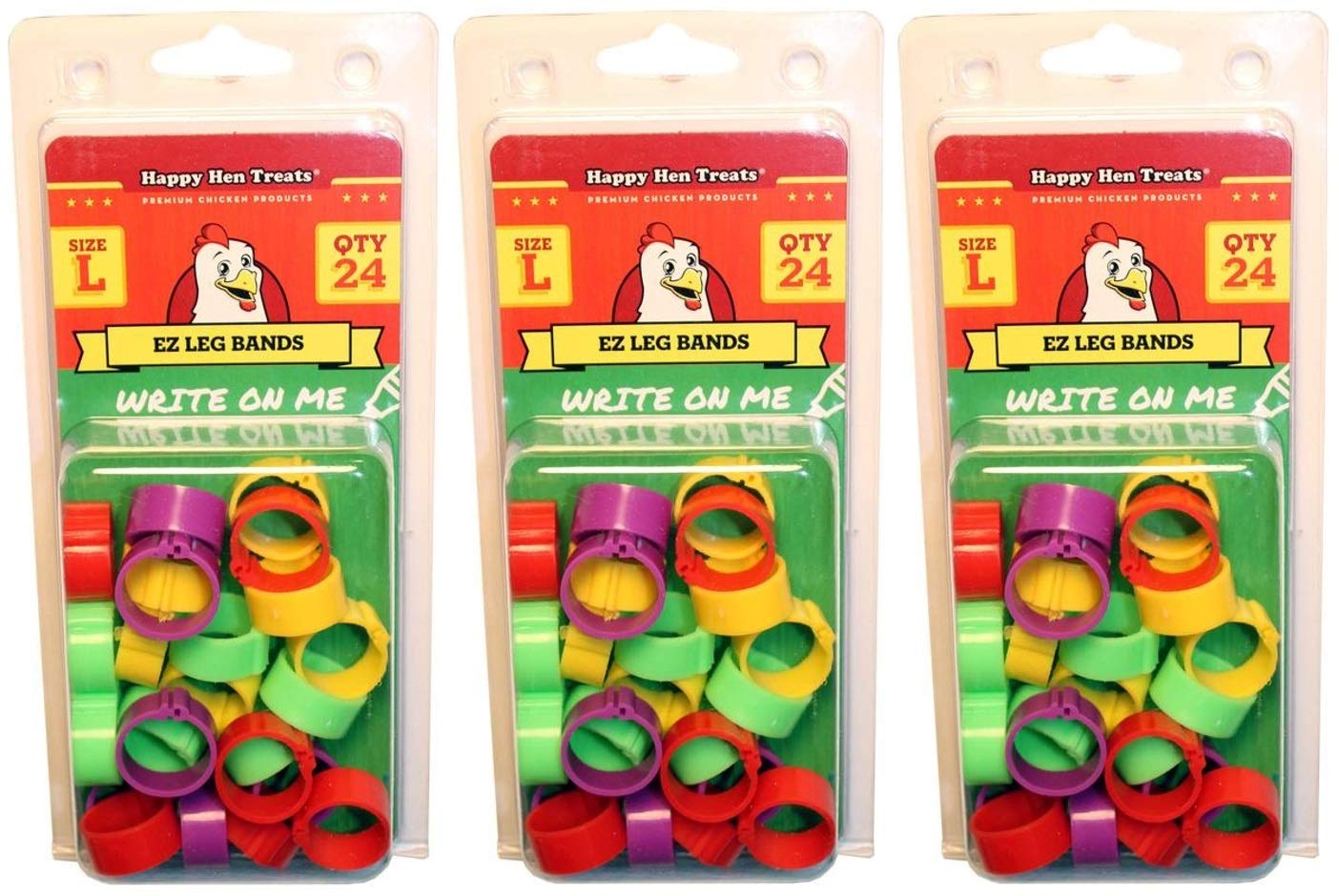 Happy Hen Treats Chicken Leg Bands, 72 Count, Multicolor, Rubber, EZ Leg Bands