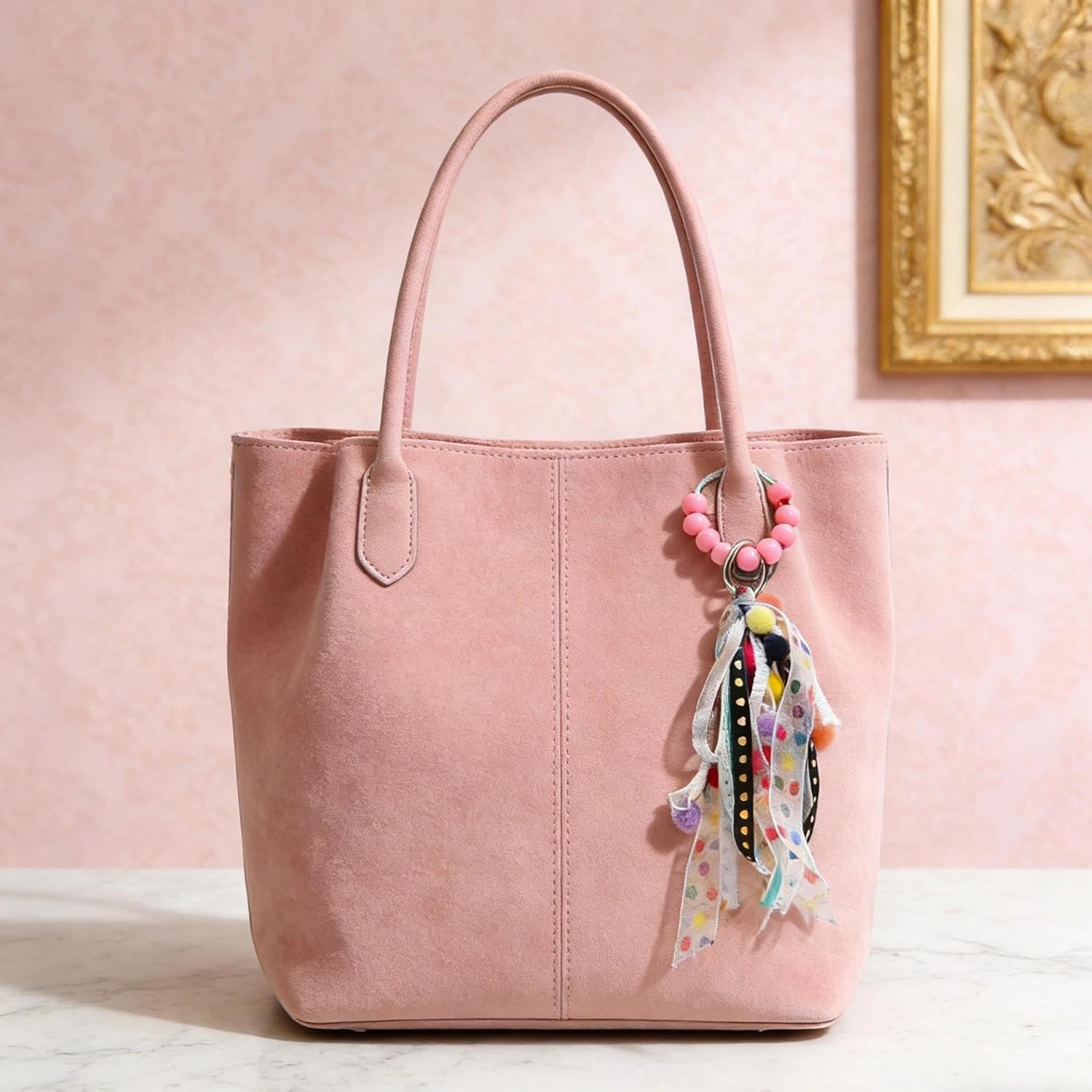 Accessories for Bogg Bag, Keychains for Women, Ribbon Colored Beads Key Ring Charms, Compatible with Women Rubber Beach Straw Bag Tote Handbag Decoration, Pendant Ornaments - Image 7