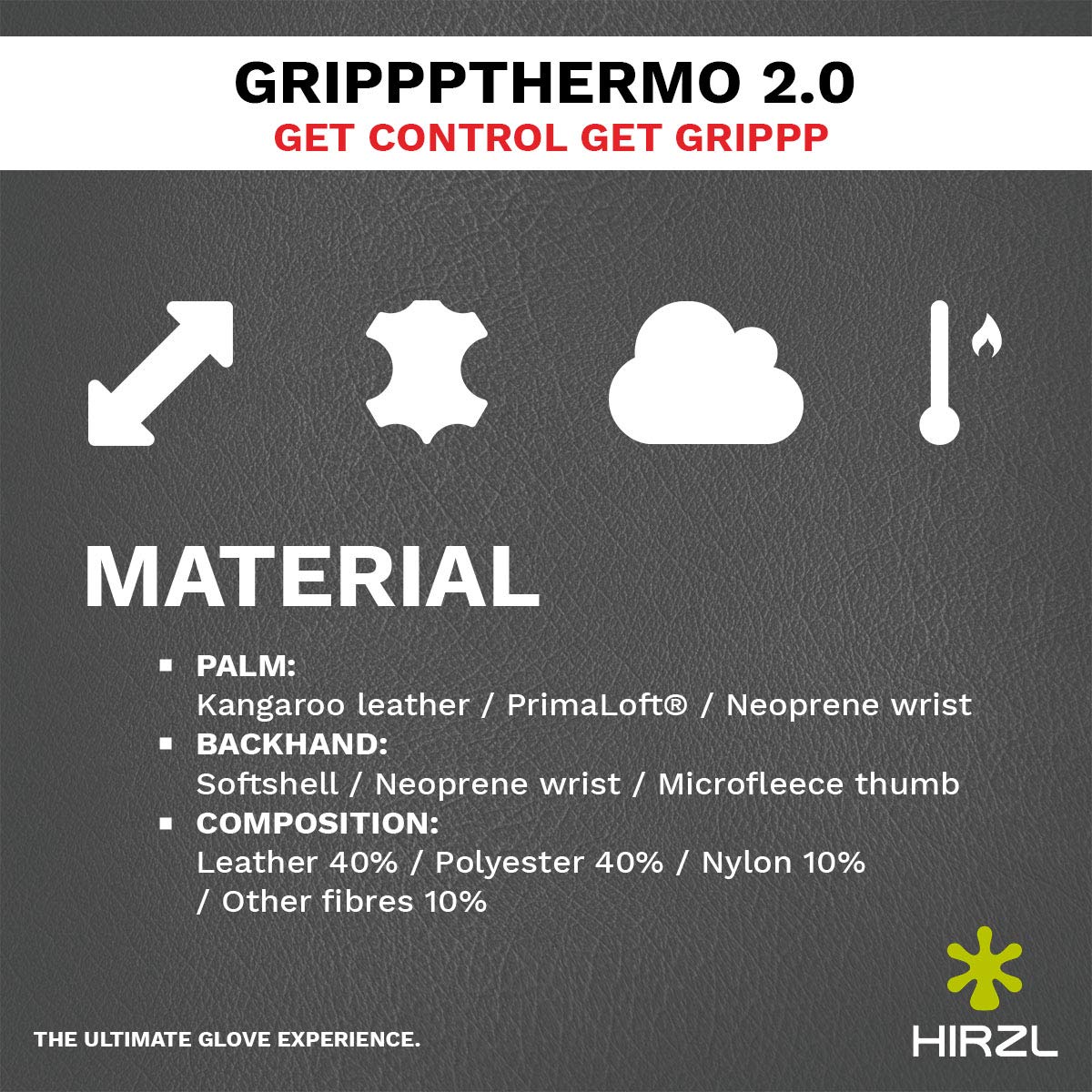 HIRZL GUANTES GRIPPP Thermo 20 Black L 9