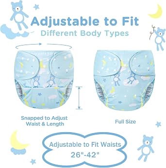 Littleforbig Washable Adjustable Reusable Waterproof Cloth Adult Diaper Wrap Cover One Size - Little Dreamers Pattern