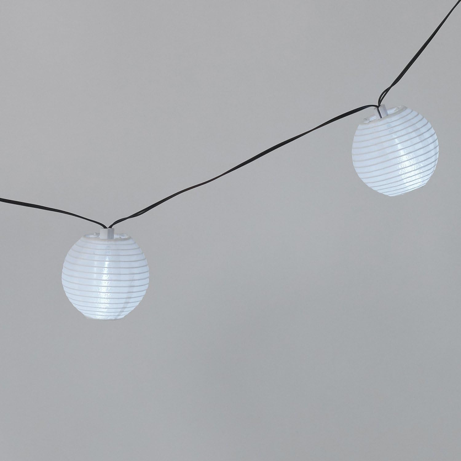 10 White LED Solar Chinese Lantern String Lights