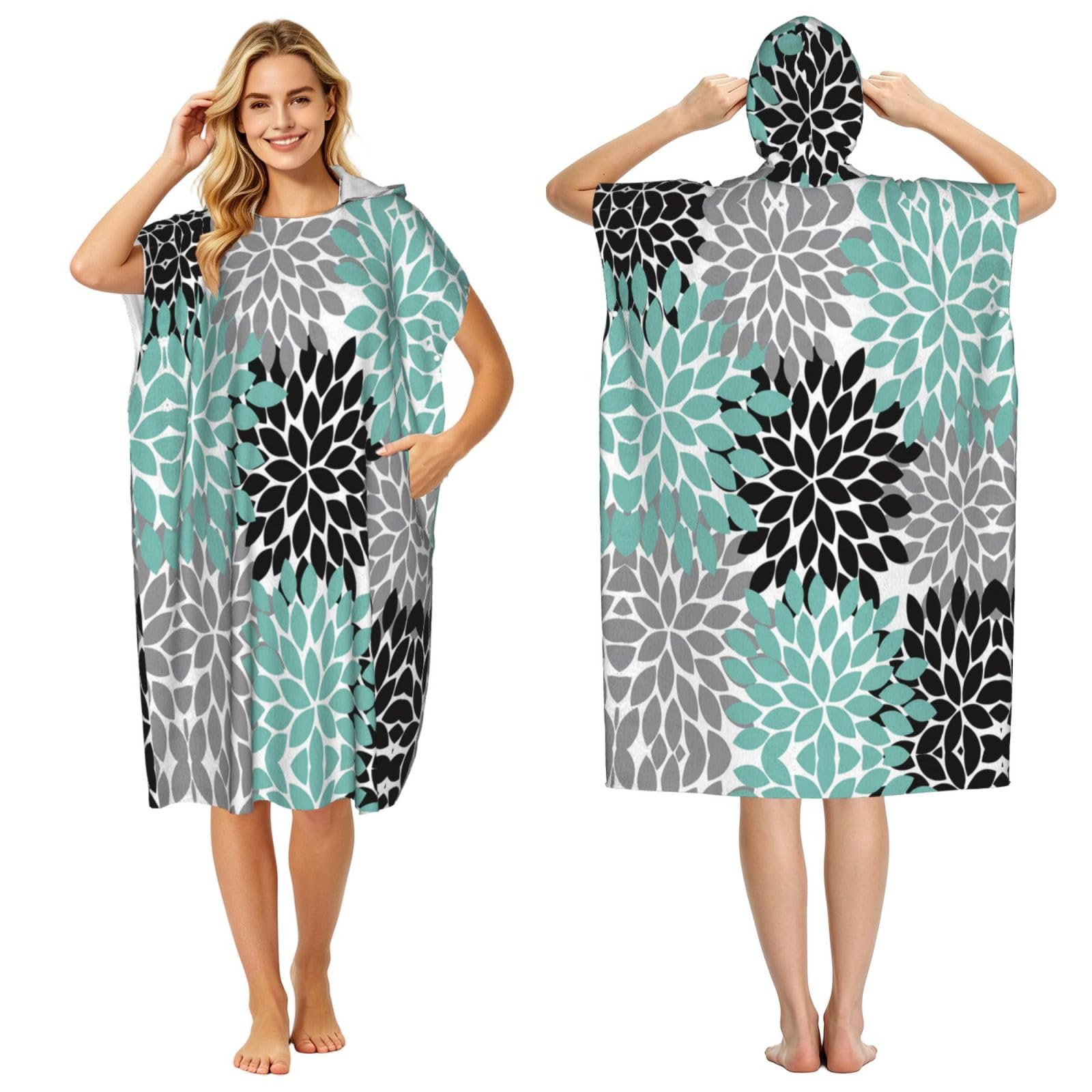 Peignoir à capuche de bain dahlia séchage rapide serviette poncho adulte