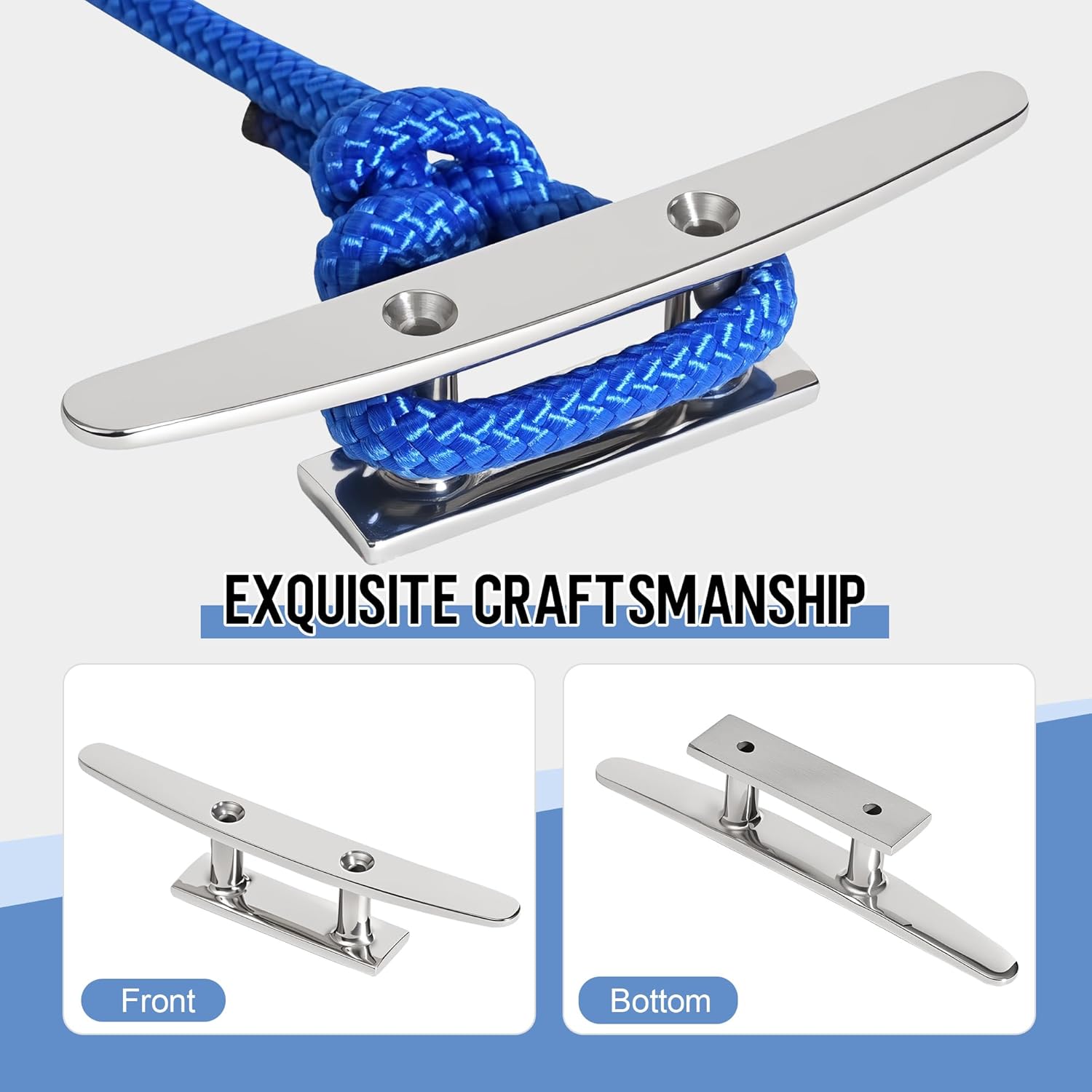 4/5/6 Inch Open Base Boat Cleats - 2pcs 316 Stainless Steel Dock Cleats, Marine Boat Cleat for Rope, Kayak, Mooring, Yacht, Maritime Decor, Tie Down, Include Installation Screws