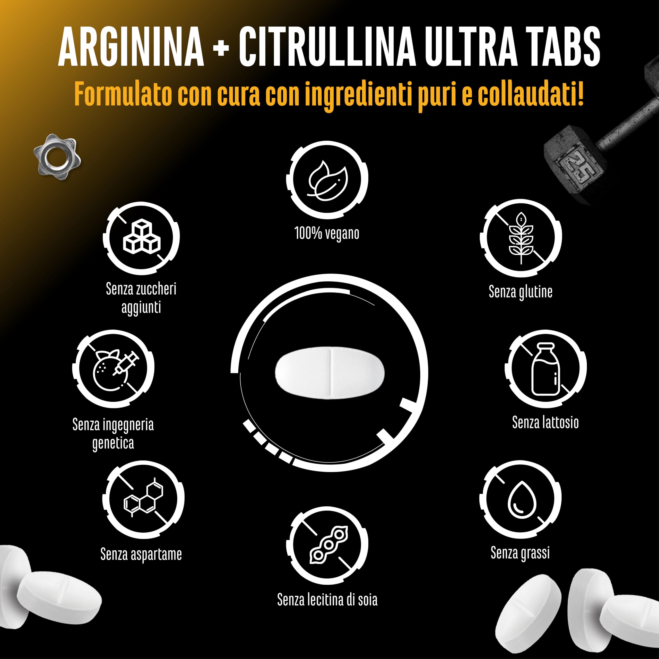 L-Arginina + L-Citrullina Ultra Compresse - 300 compresse da 1100 mg - Combinazione ad alto dosaggio di L-arginina base e L-citrullina malato 2:1 - Vegano