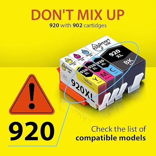 Miniatura 2 de Smart Ink Cartucho de tinta de repuesto compatible para HP 920 XL 920XL (2 negros, 2 cian, 2 magenta, 2 amarillos, 8 paquetes combinados) para usar