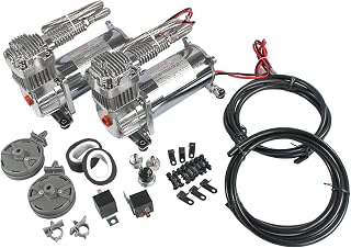 DICMIC 12V 444C 200 PSI Chrome Air Compressor Dual Pack for Car, Motorcycle Tires - Fast Inflation