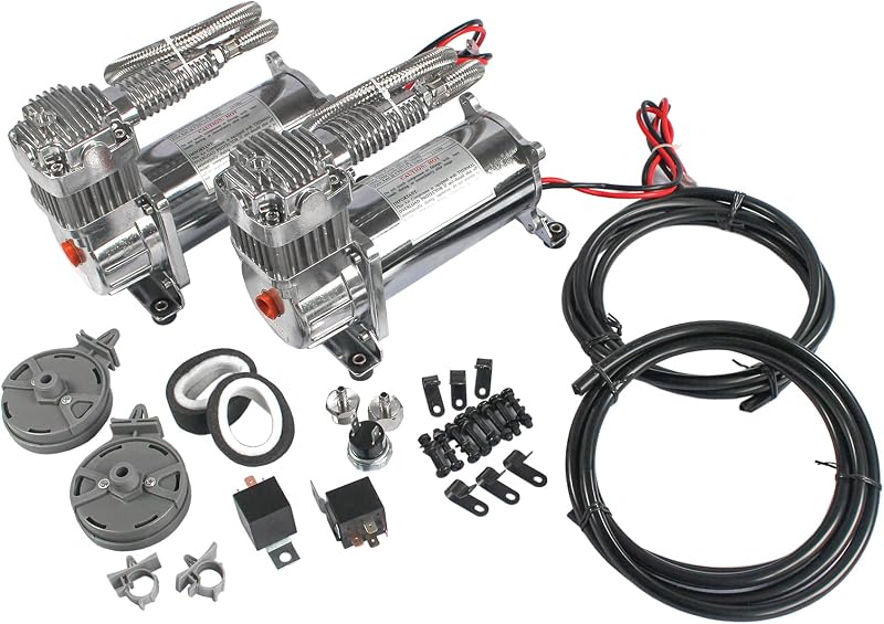 12V 444C 200PSI Dual Value Pack Chrome Air Compressor for Auto/Motorcycle