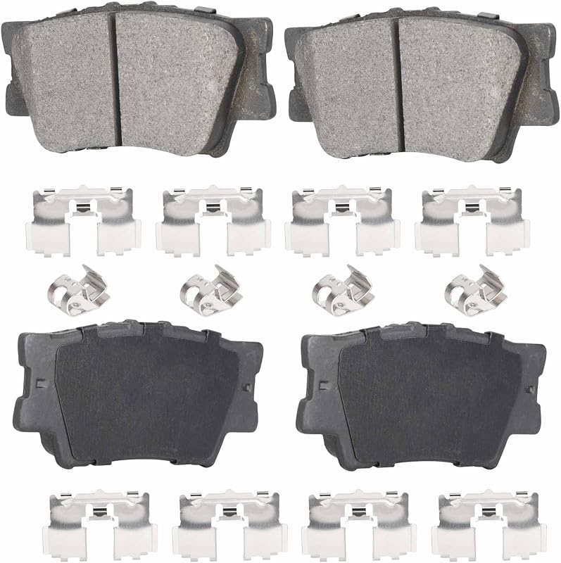 Jogo de pastilhas de freio traseiras cerâmicas TadaMark para Toyota Camry, Avalon, RAV4, Matrix e Lexus ES350, ES300h e HS250h – 4 unidades