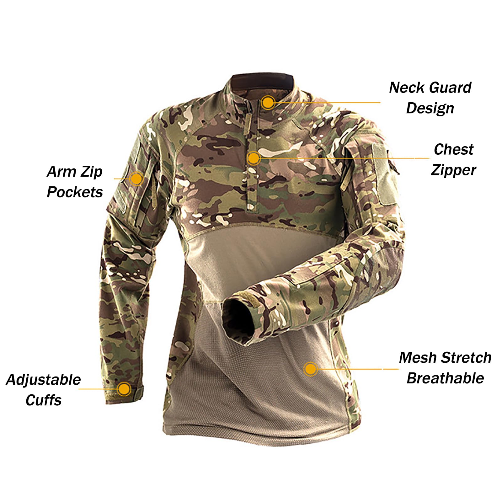 Homme Tactique Camouflage Costume Uniforme Militaire Tenue Airsoft Chemise Combat Cargo Pantalon pour Paintball Chasse(Size:S,Color:Python Vert)