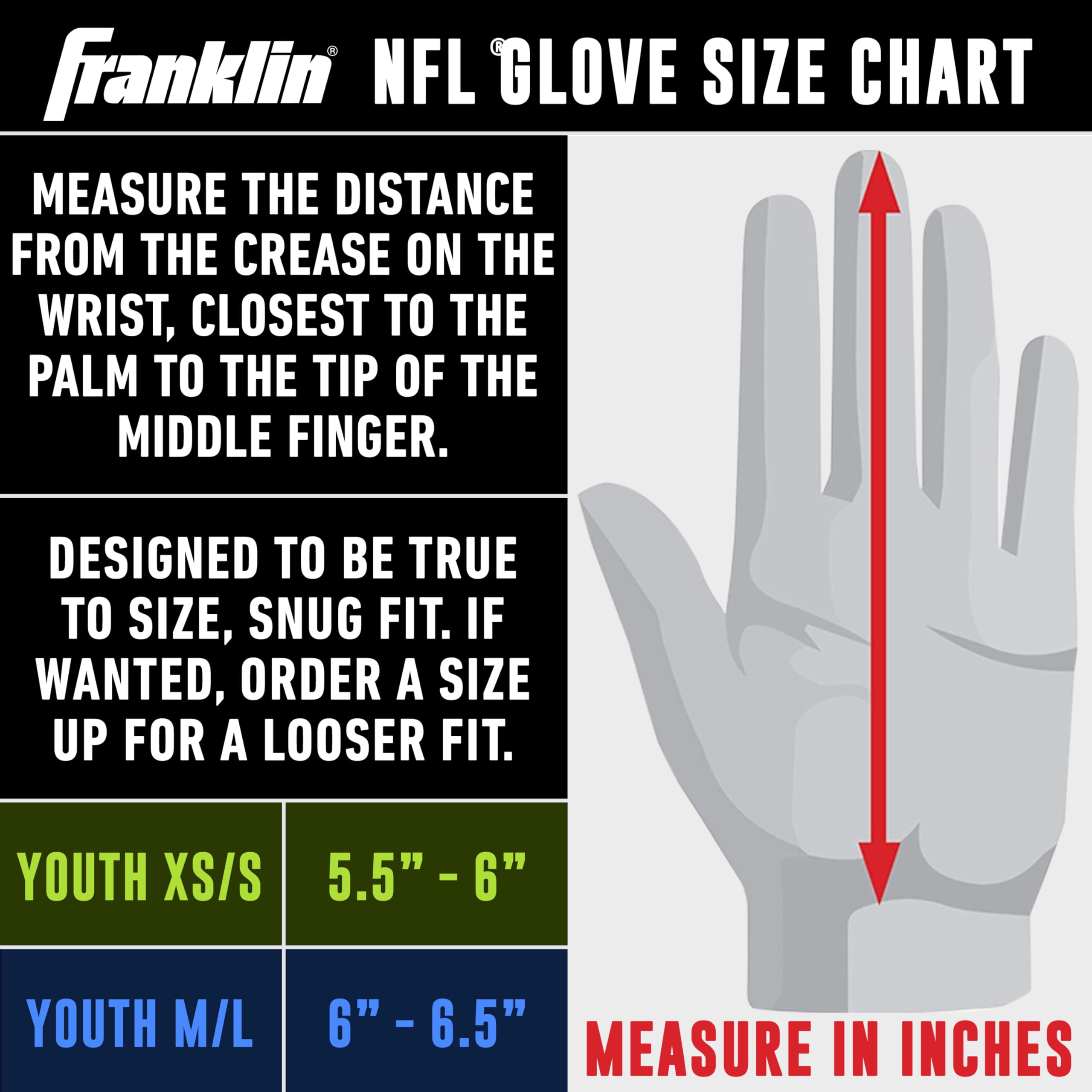 Franklin Sports Gants de Receveur NFL pour Jeunes – Paire avec Paume en Silicone et Logos d'Équipe