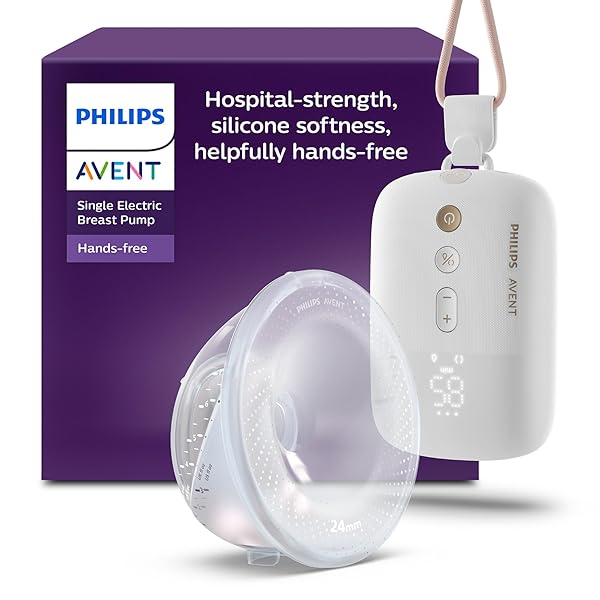 Philips Avent Hands Free Single Electric Breast Pump, High Suction Motor Mimics Baby Intake Rhythm, Pumps Up to 85 Times Per Minute, SCF531/11