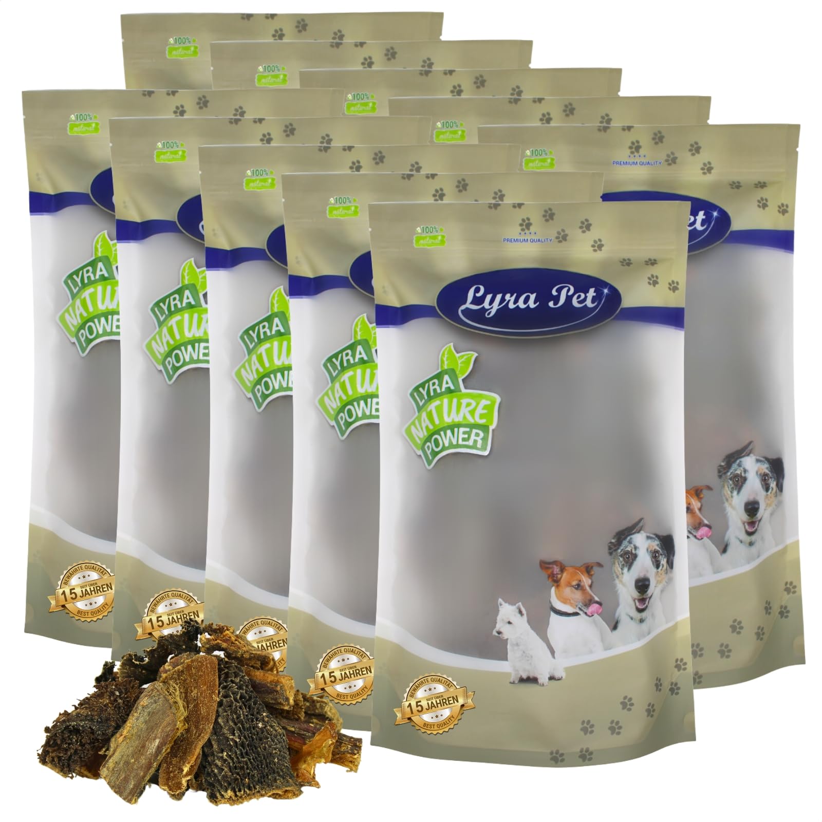 Lyra Pet® 10 kg Rinderpansen klein getrocknet Kausnack für Hunde Leckerli | Naturbelassener Kausnack – Proteinhaltiges Leckerli – Nährstoffreich – Gut verträglich – Fördert den Kauspaß