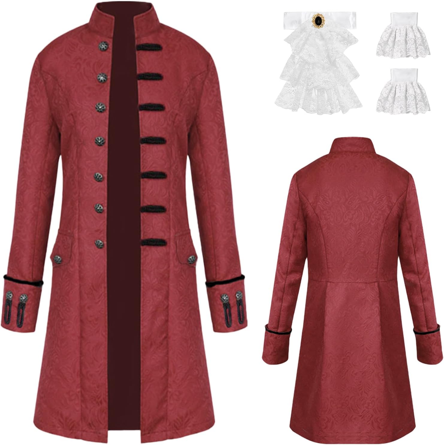 Men's Goth Long Steampunk Tailcoat Jacket, Victorian Long costume Vintage Frock Coat for Halloween Cosplay