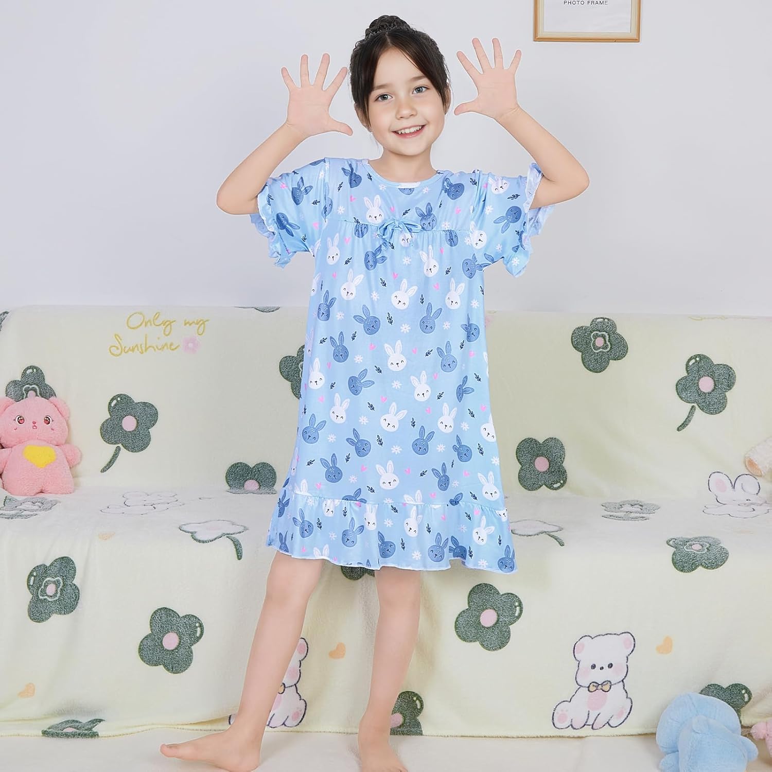 ICOSY Girls Nightgowns Toddler Girls Pajamas Princess Nightgown Clothes for Girl Casual Dress - Image 2