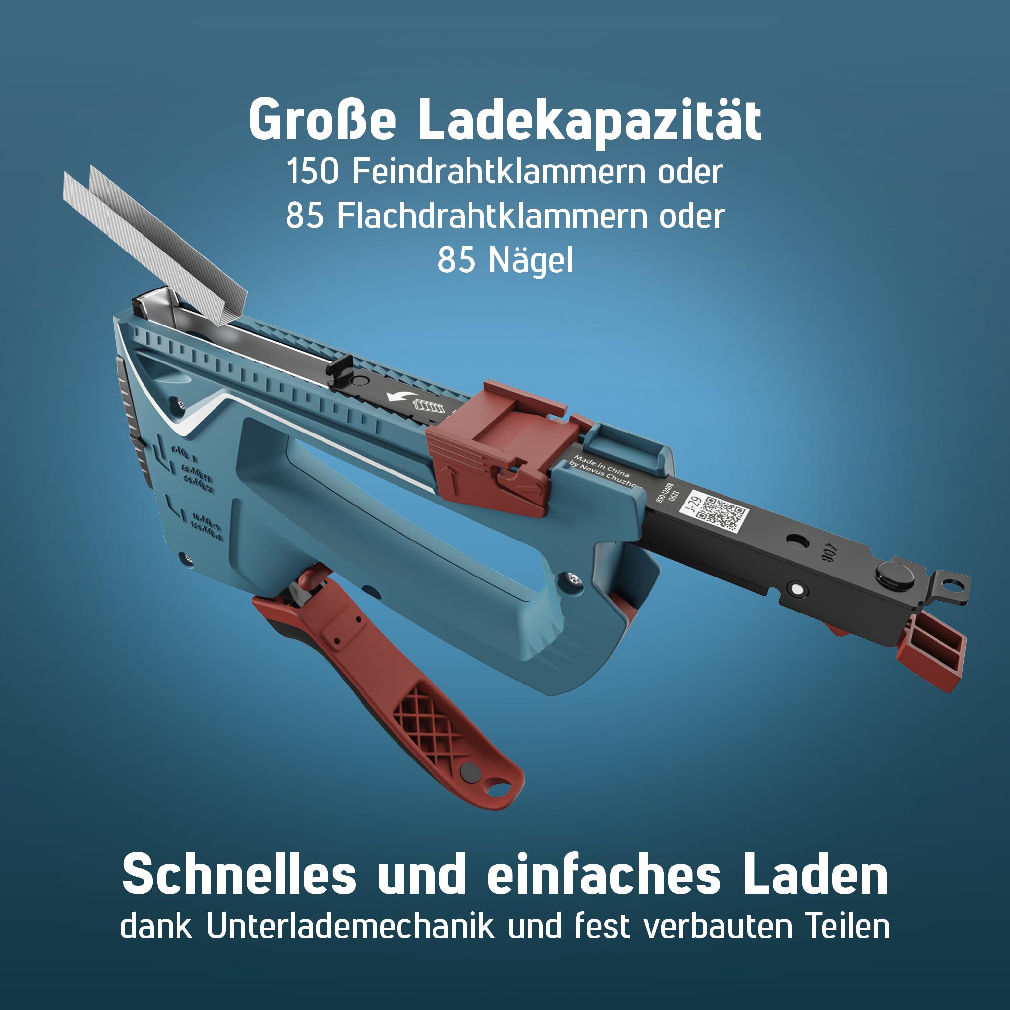NOVUS TOOLS Handtacker J-29 Set mit 1800 Klammern │ 3-in-1 Profi-Tacker für Holz mit Metall-Gehäuse und Schlagkrafteinstellung │ Für Feindraht- und Flachdrahtklammern 6-14 mm und Nägel 16 mm
