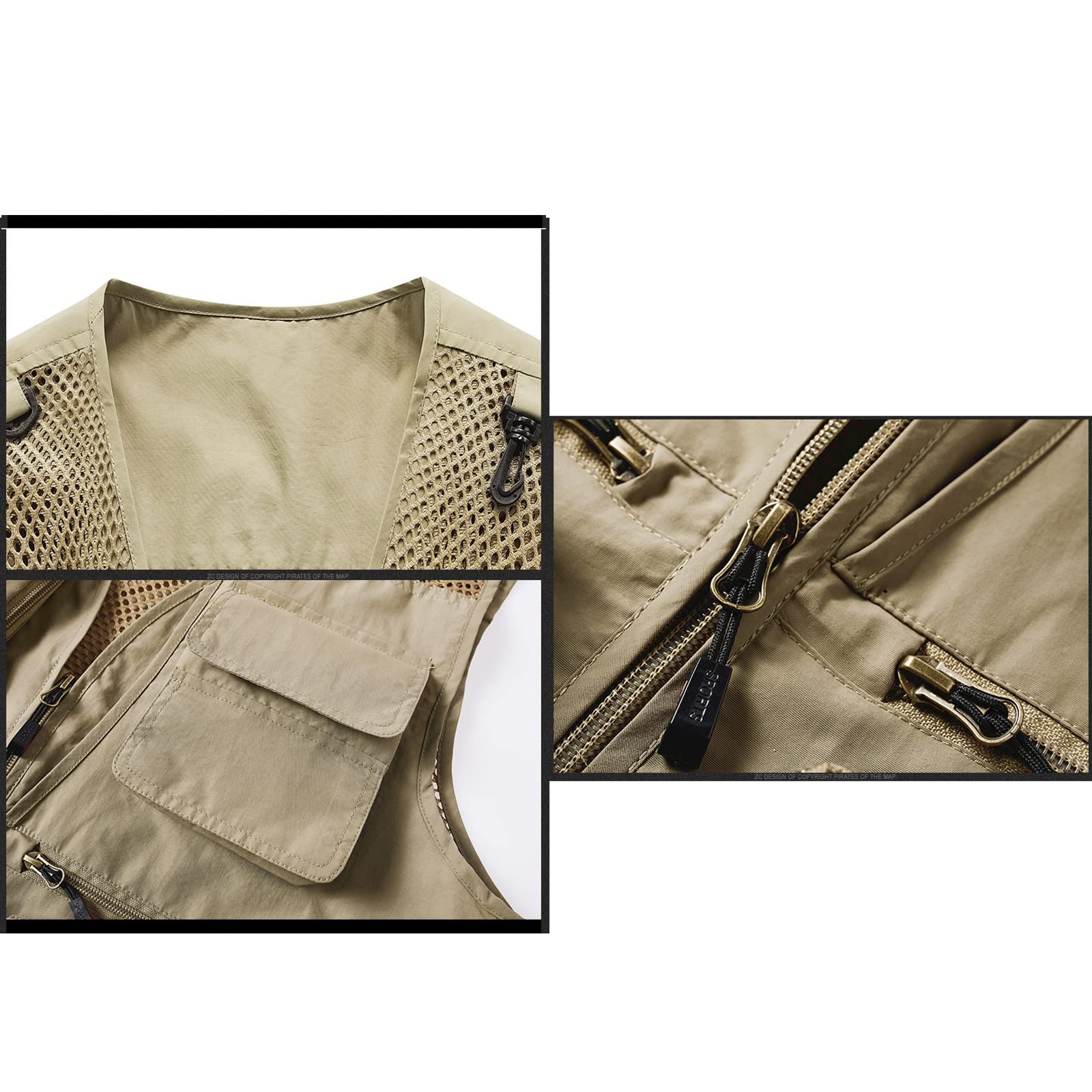 Harbrosrce Gilet de pêche léger en maille pour homme - Séchage rapide - Sans manches - Avec plusieurs poches - Pour safari, voyage, photographie, Noir , L