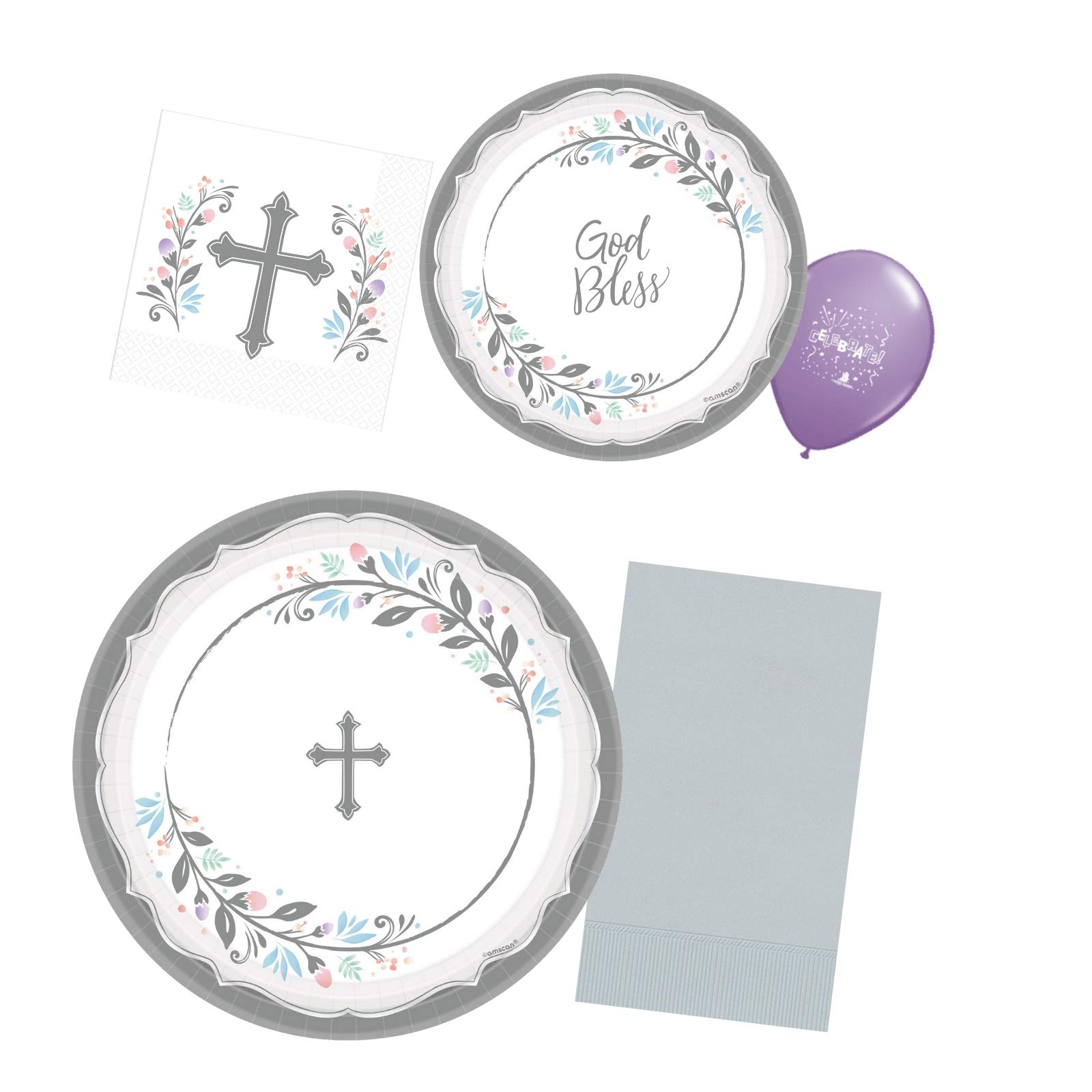 Chasing Tailwinds Trading CompanyReligious Party Plates and Napkins Set for 36- Paper Party Supply Decorations for Baptism, Easter, First Communion, Christening, Confirmation