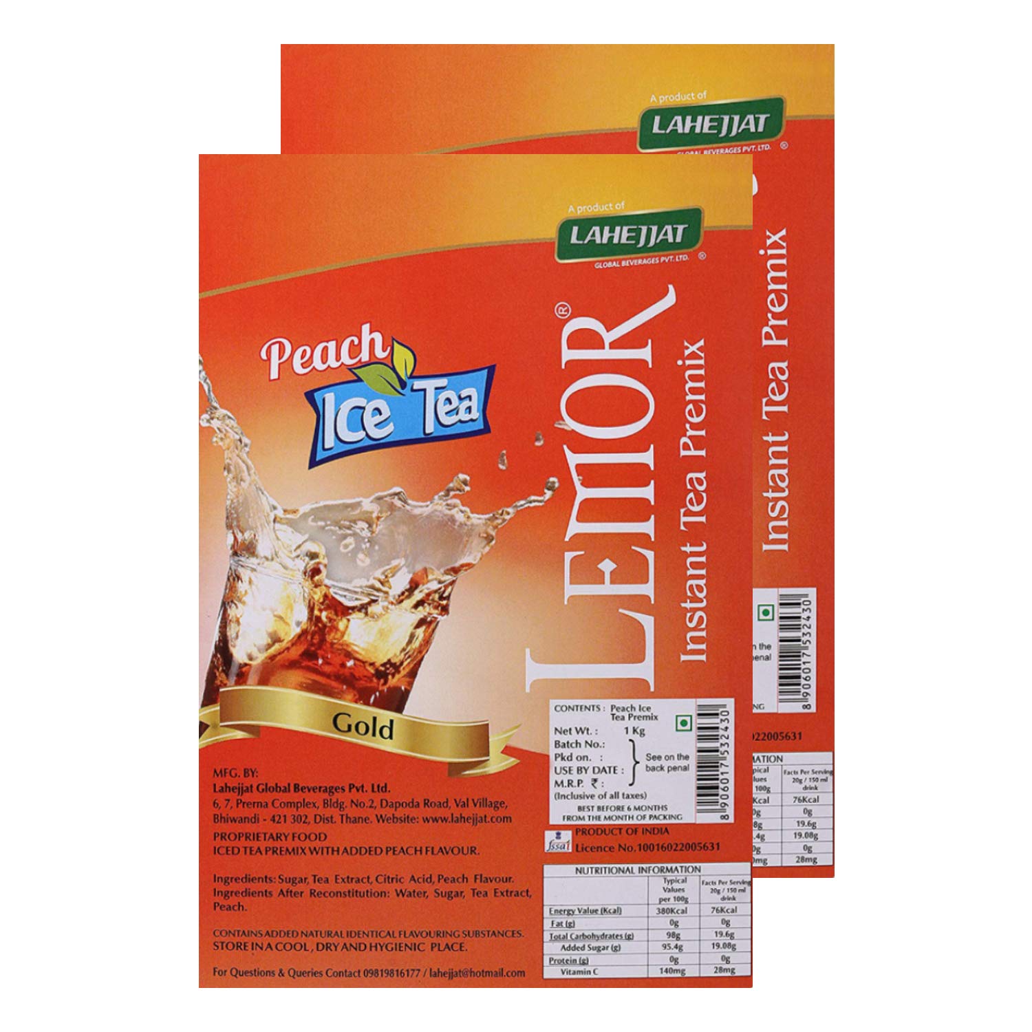 Buy LemorPeach Flavour Ice Tea(1kg x 2) Iced Tea Ice Tea Premix