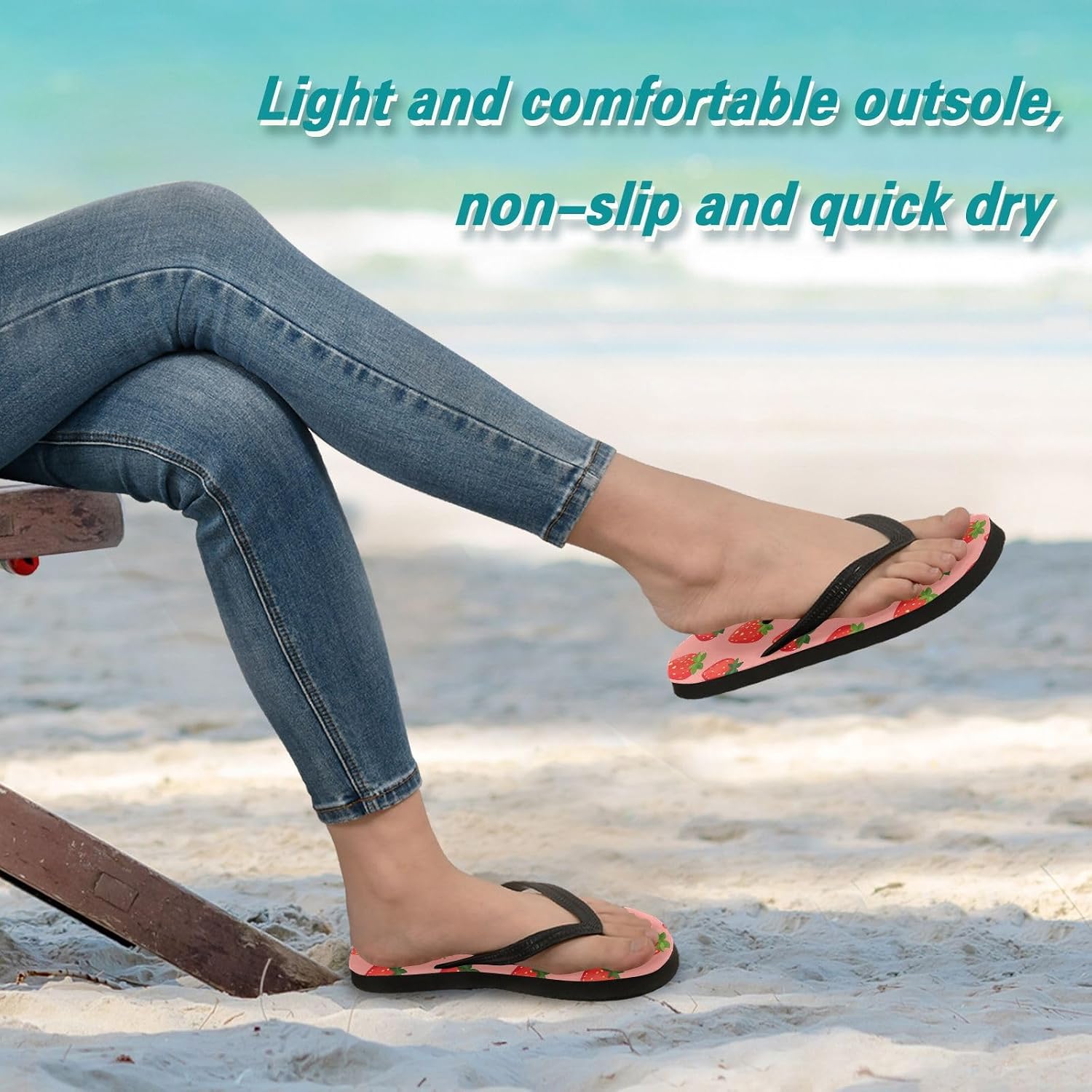 MNSRUU Flip Flops for Women Men Strawberry Flip Flops Womens Slides Men Sandals Shower Slippers Summer Non-Slip Flipflops for Swim Beach Bathroom, XS
