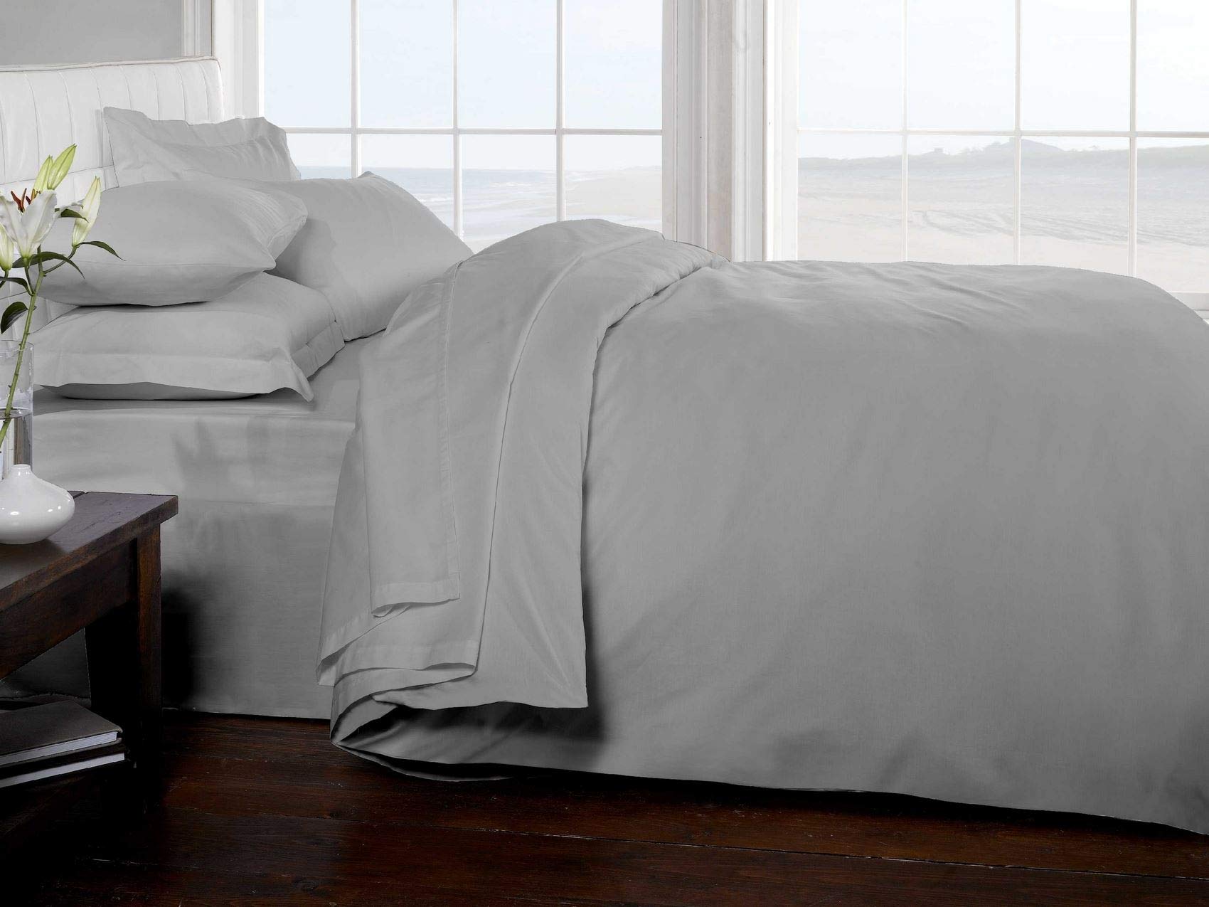 Rapport Home 200 Thread Count Quilt Cover Single - Silver - 100% Cotton Percale