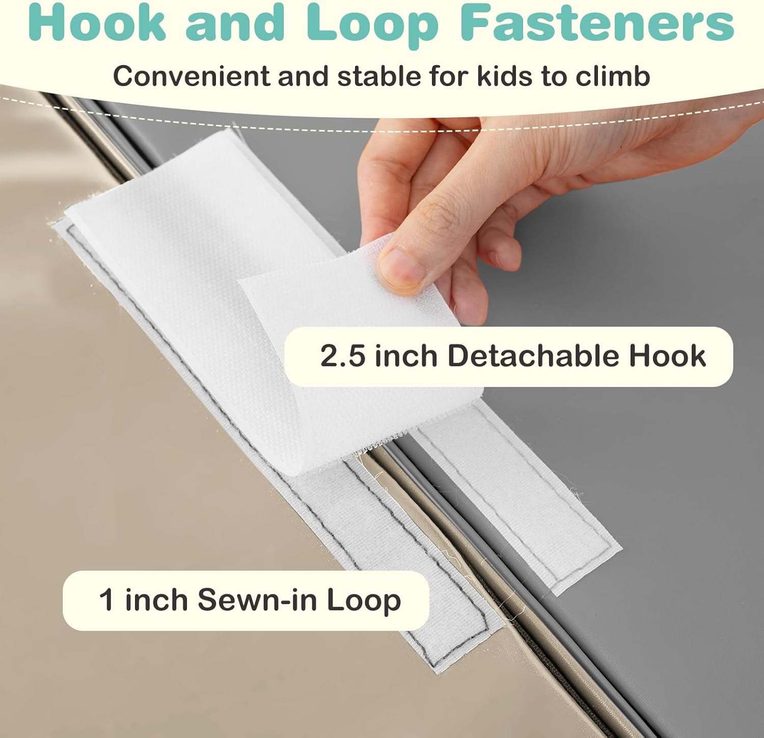 Olakids Toddler Climbing Toys Indoor, 10 Pieces Baby Foam Blocks Soft Play Set with PU Leather, Kids Climb Crawling Activity Gym Playground for 1+ Years (Light Grey)