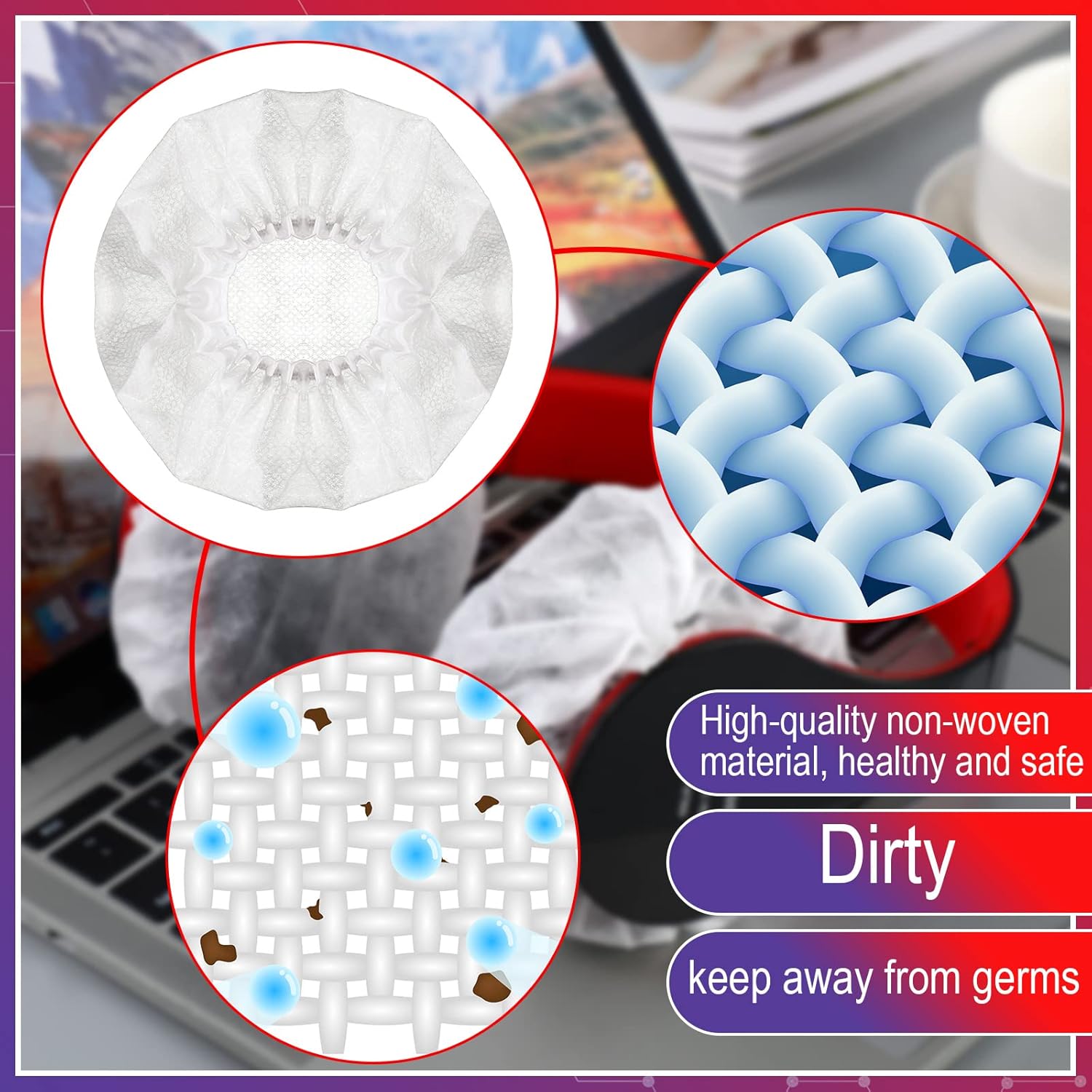 Hoteam 1000 Pcs Disposable Headphone Covers, Non-Woven Sanitary Headphone Hygiene Covers for Over-Ear Headphones (8-11cm), Ideal for Gyms, Salons, Call Centers & Shared Headsets, White