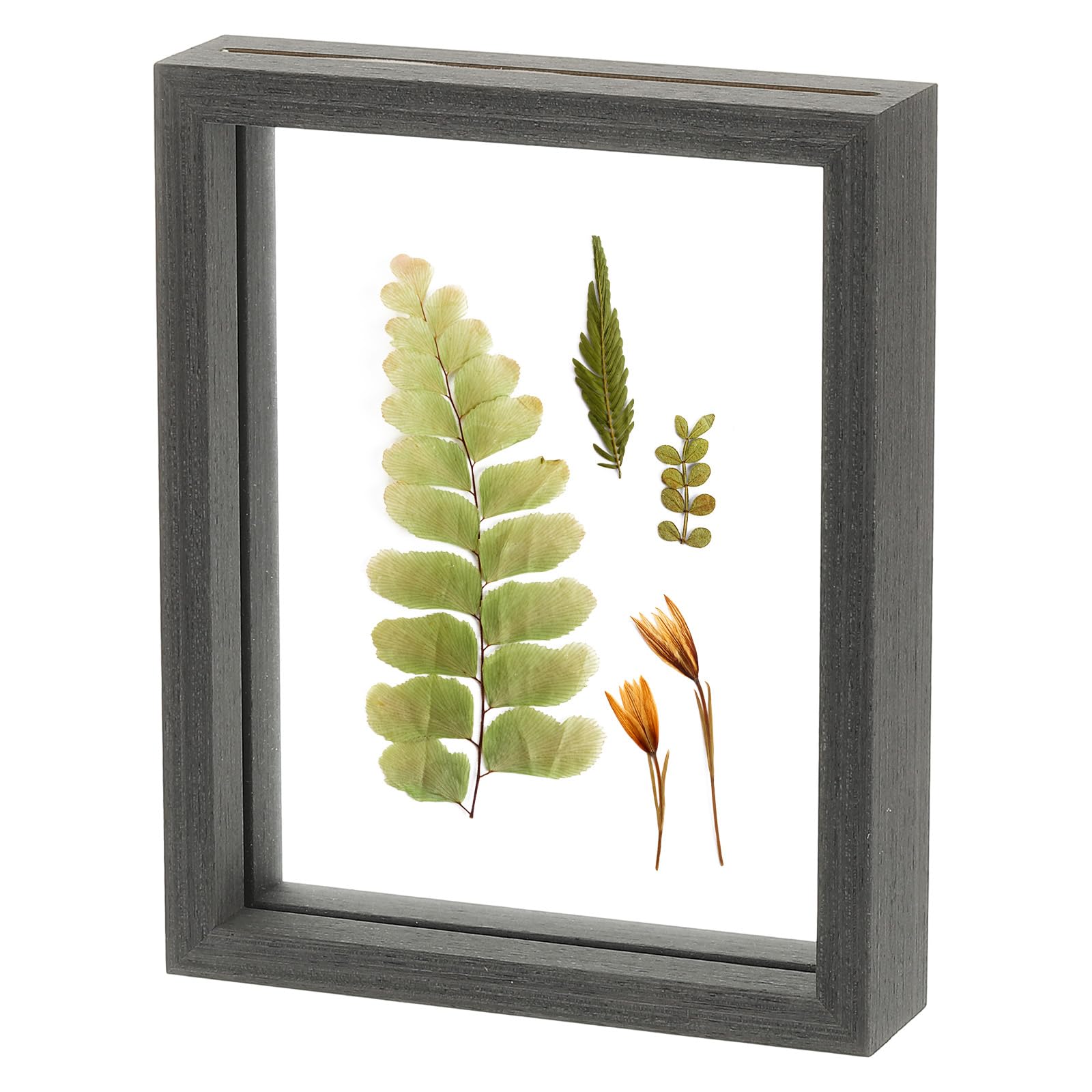 Cadre photo bois noir flottant 16,5 x 20,3 cm double verre table