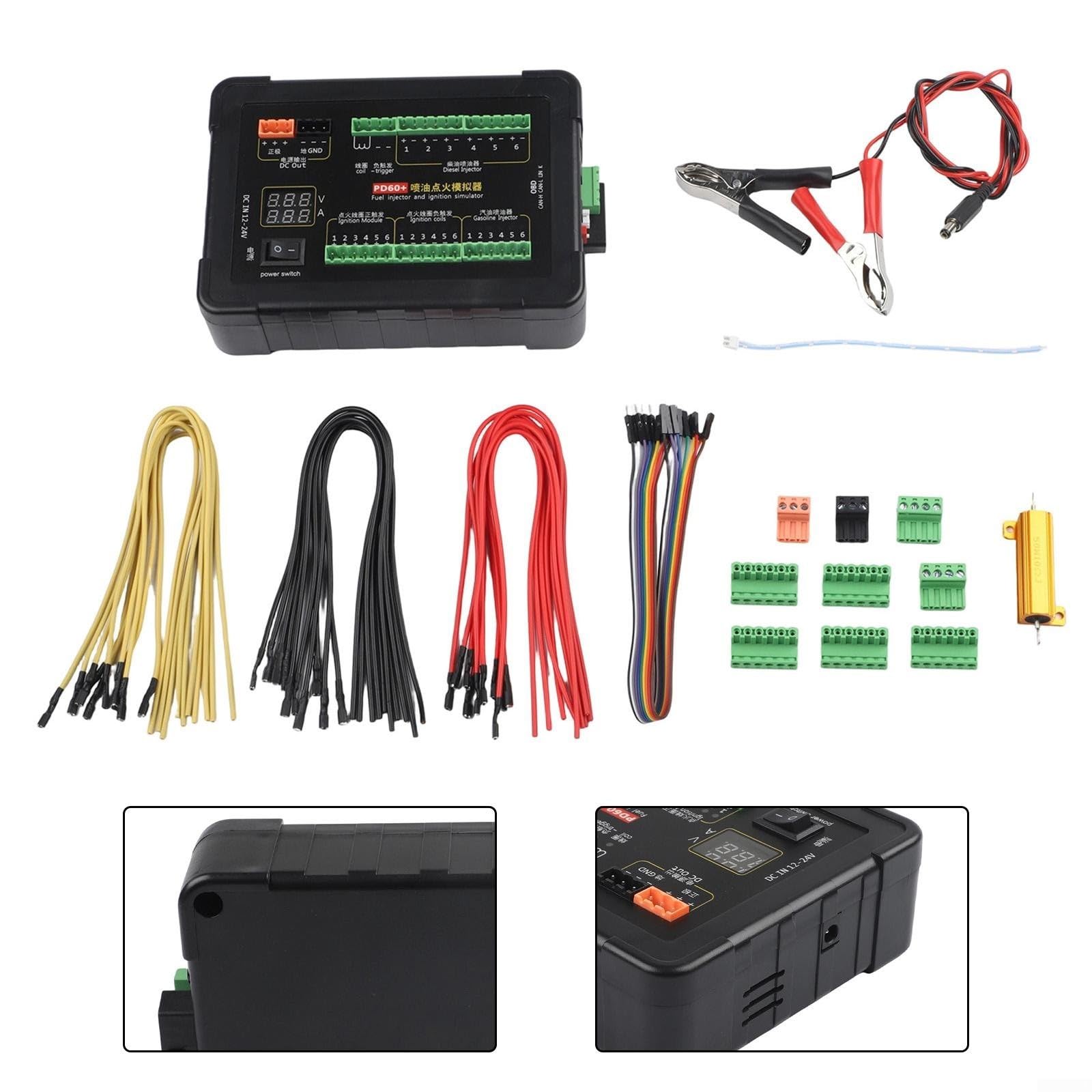 Simulatore di accensione a iniezione di carburante PD60 per diagnostica di riparazione automobilistica - Strumento di sistema ad alta tensione con voltmetro amperometro 180x130mm