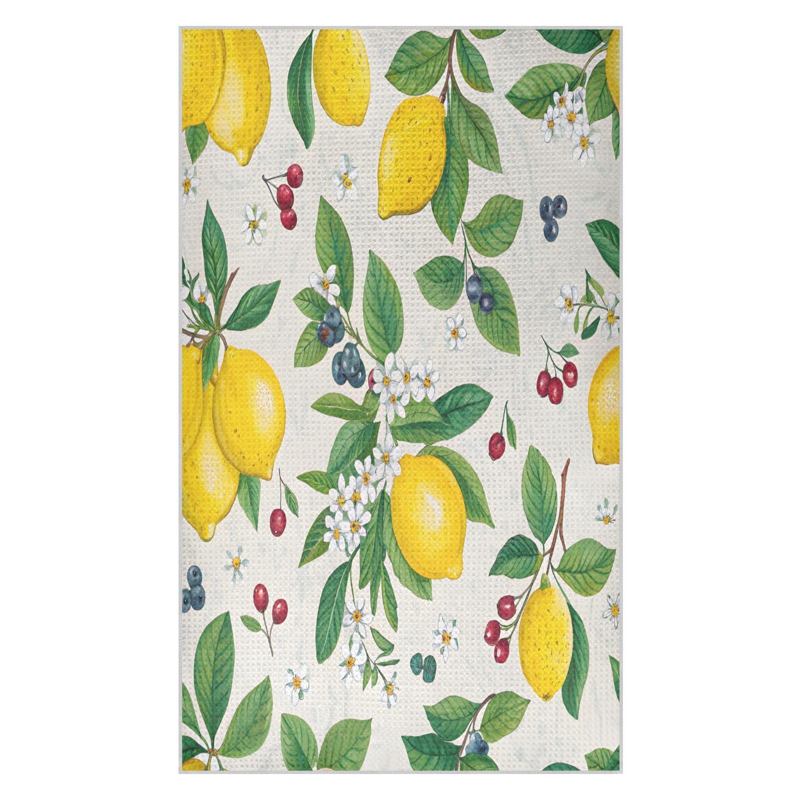 Lyeorm Vibrant Lemon Waffle Weave Kitchen Towels 18x30 Inch Soft Absorbent Microfiber Dish Cloths