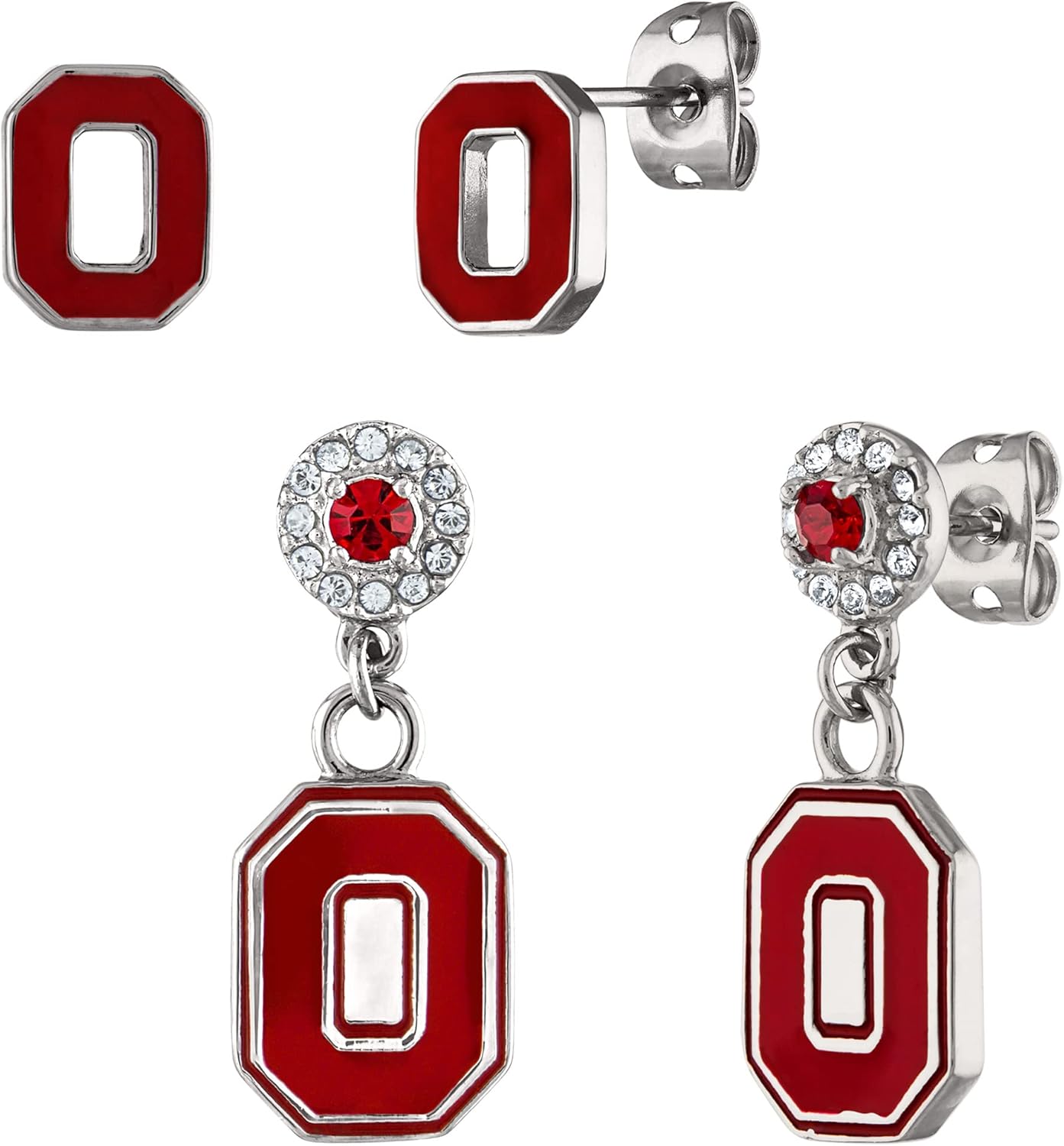 Stone Armory Earrings for Ohio State Buckeyes – Stainless Steel Block O Earring Set Jewelry Designed for Sensitive Skin – A Gift for Ohio State University Fans, Women, and Graduates