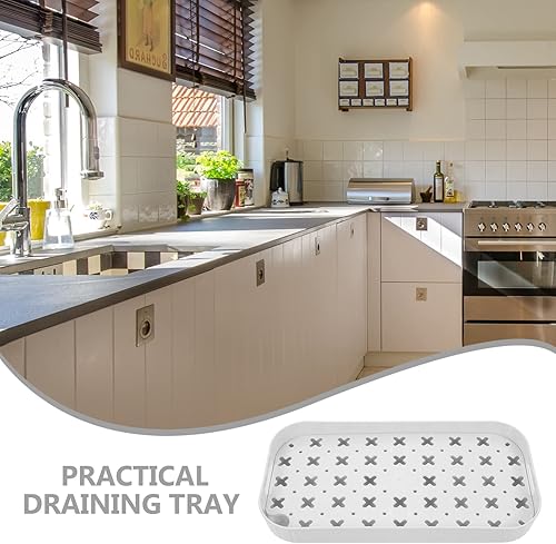 Miniatura 8 de Cabilock Tabla de drenaje para encimera bandeja de drenaje de frutas verduras té organizador de doble capa taza de servir taza estante de platos