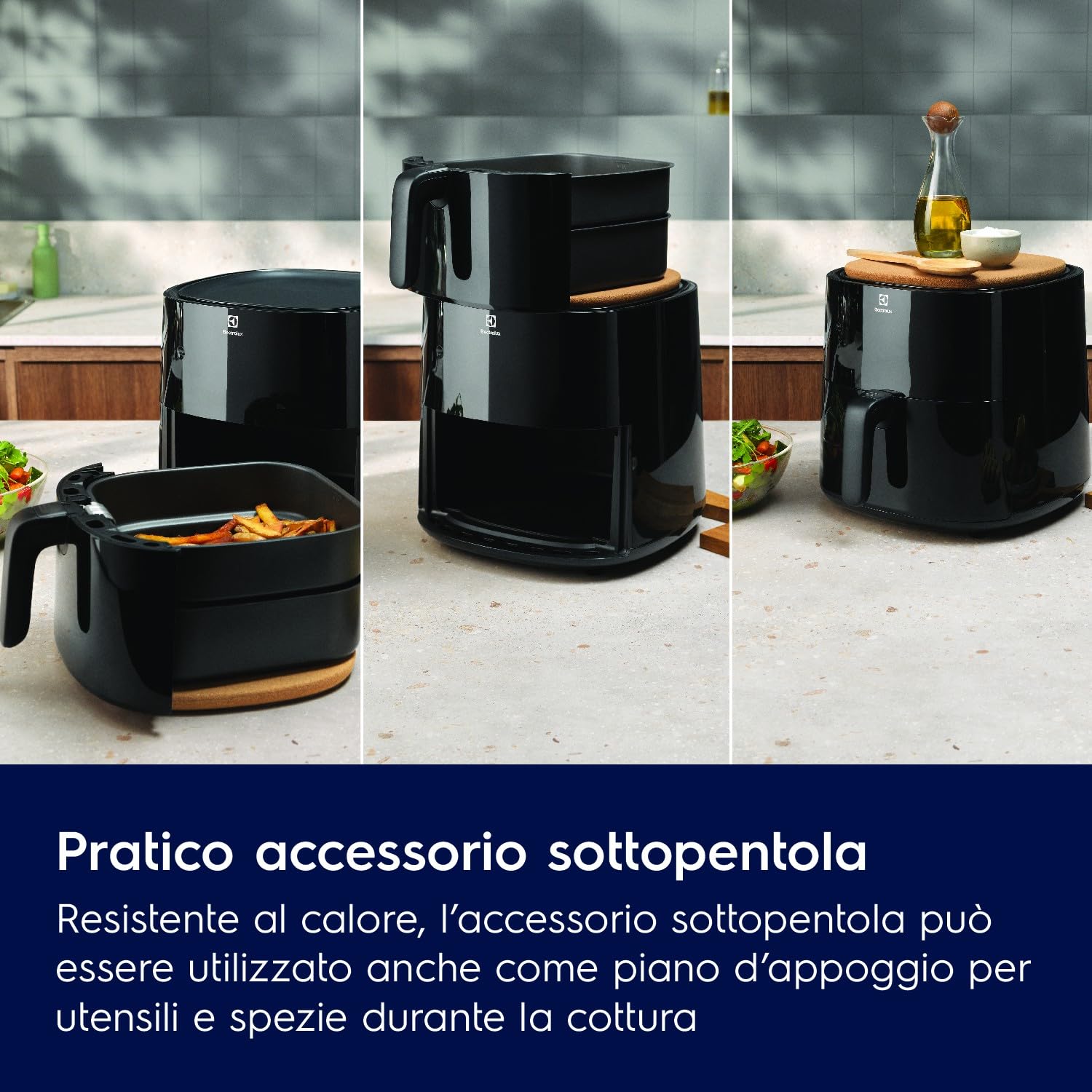 Electrolux Friggitrice Ad Aria EAF5B, Capacità 5L, Rivestimento Antiaderente, 1500W, 8 Programmi Preimpostati, Parti Lavabili in lavastoviglie, Timer 0-60min, 80-200°c