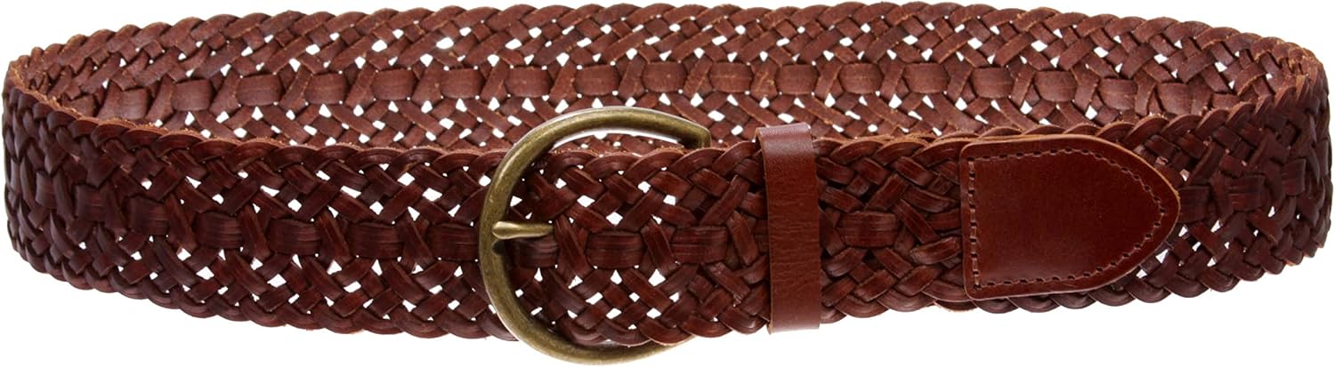 Beltiscool Women's 2" (50mm) Braided Woven Leather Belt with Horseshoe Buckle