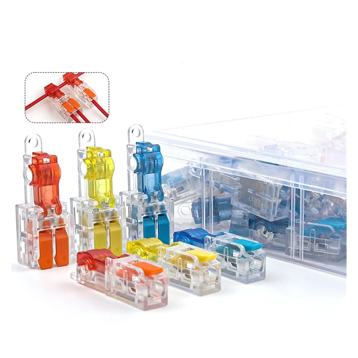 Lever T-Type Stripping with Fixing Hole Free Wiring Connector Crimp Terminal Push-in Branch Splice Junction Box Wire(30PCS T1 Mix)