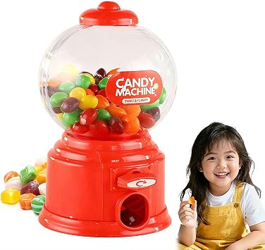 Mini Candy Dispenser,Cute Candy Machine for Desktop, The Perfect Creative Coin Money Saving Box Piggy Bank Gift for Friends Chocolate and Snack Stash Black,Funny Creativity Gift Box for Kids Red